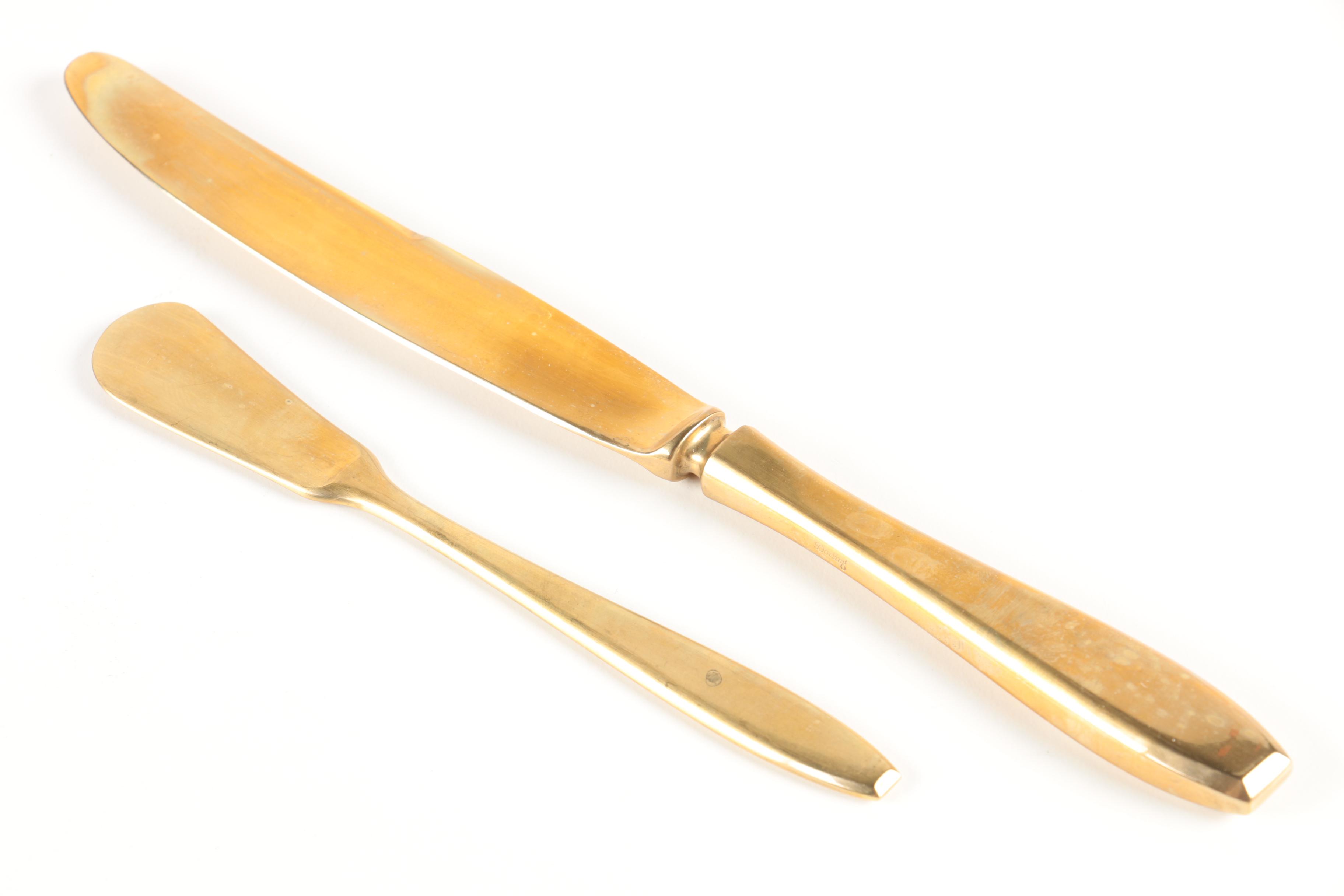 Dorling "Golden Autumn Symphony" Gold-Toned Flatware with Wooden Chest