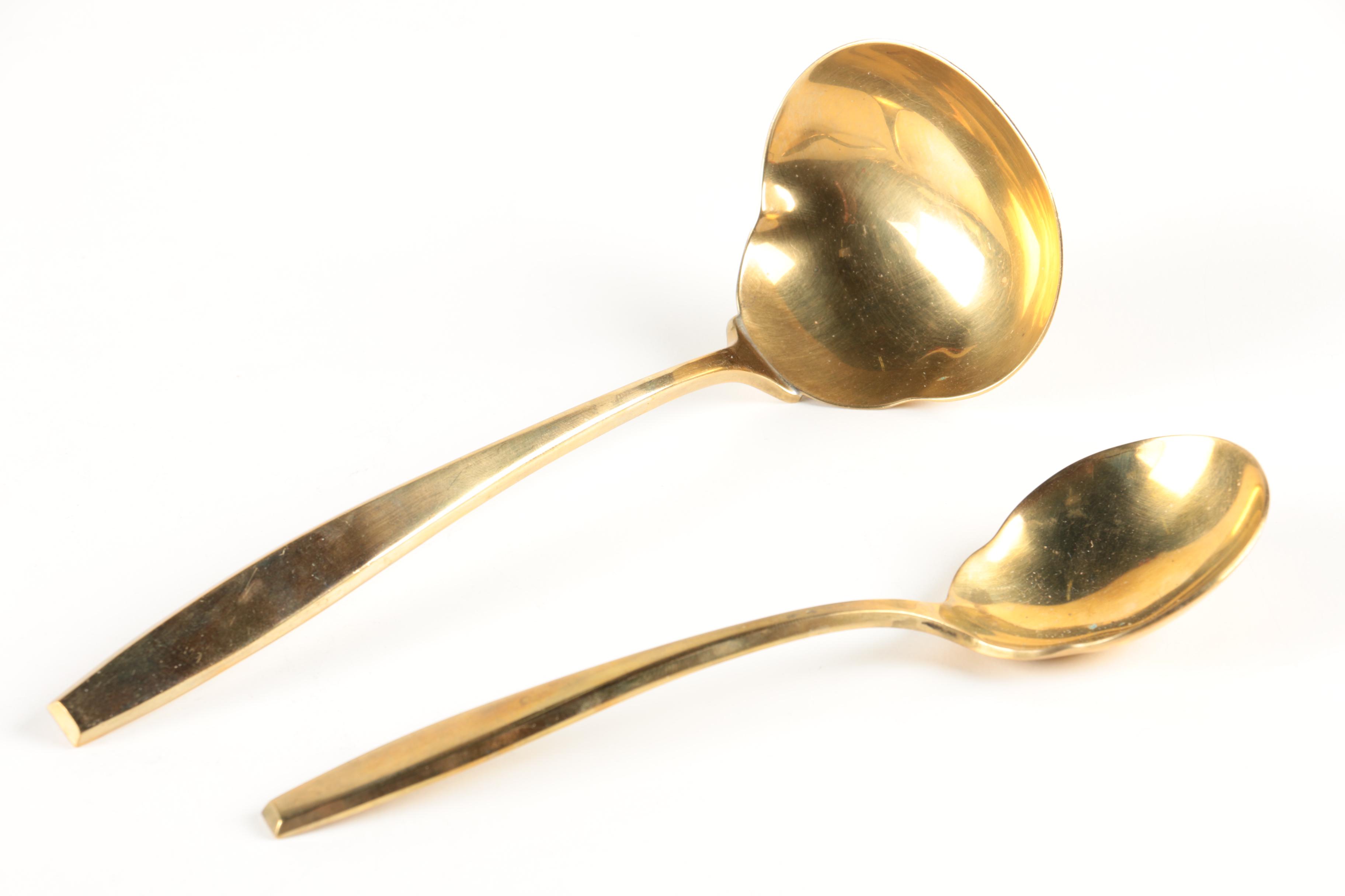 Dorling "Golden Autumn Symphony" Gold-Toned Flatware with Wooden Chest