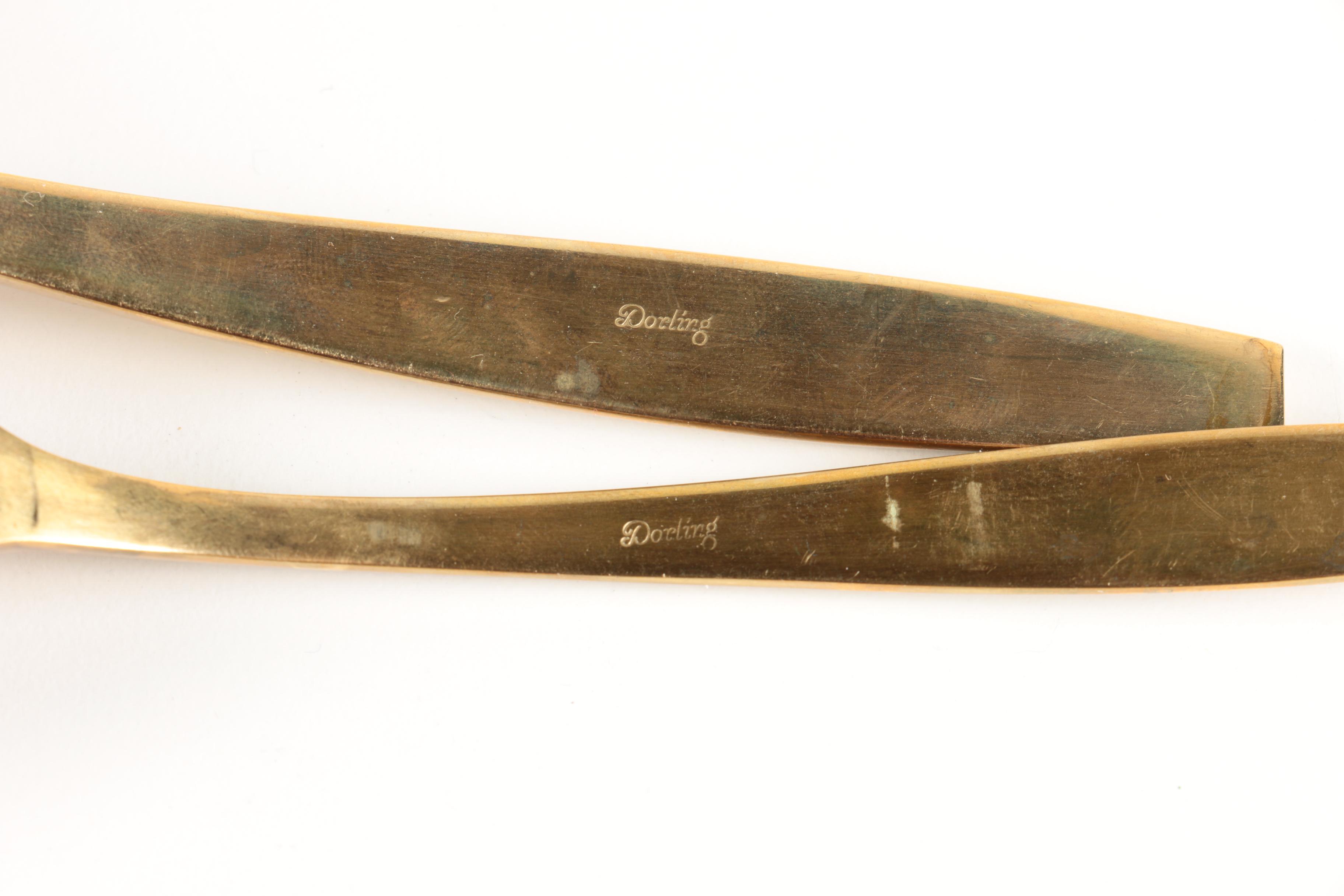 Dorling "Golden Autumn Symphony" Gold-Toned Flatware with Wooden Chest