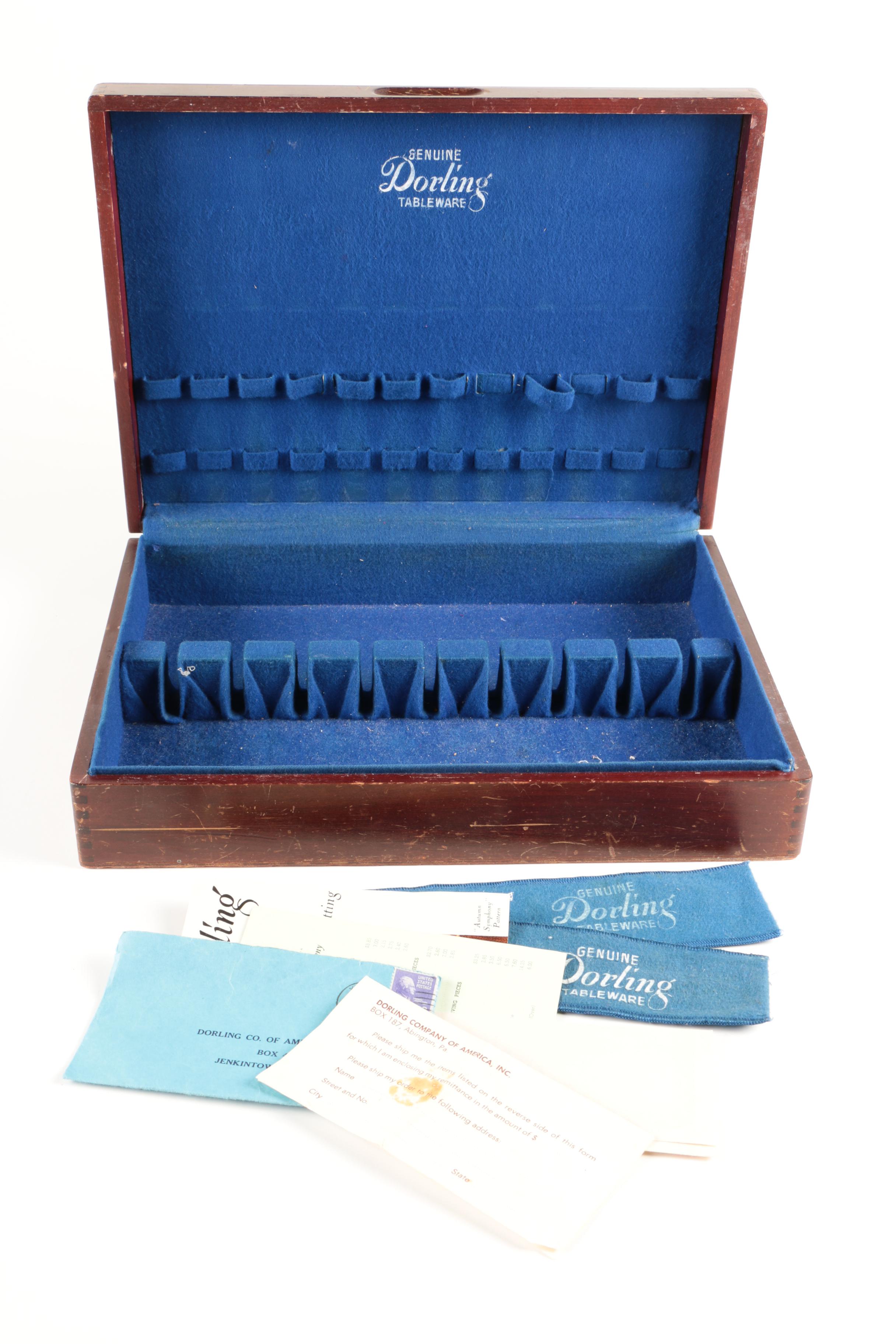 Dorling "Golden Autumn Symphony" Gold-Toned Flatware with Wooden Chest