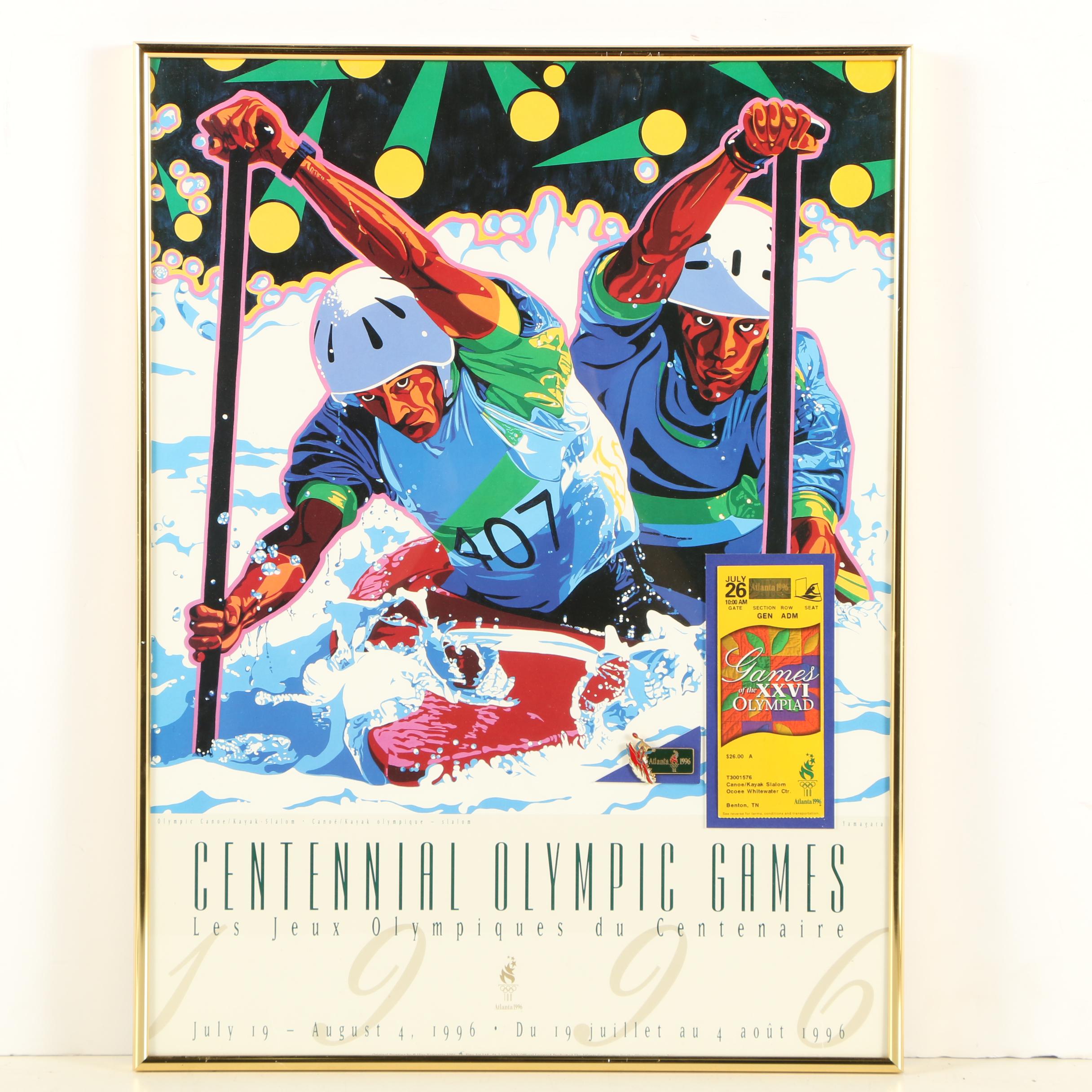 1996 Summer Olympics Framed Tickets and Hiro Yamagata Event Posters