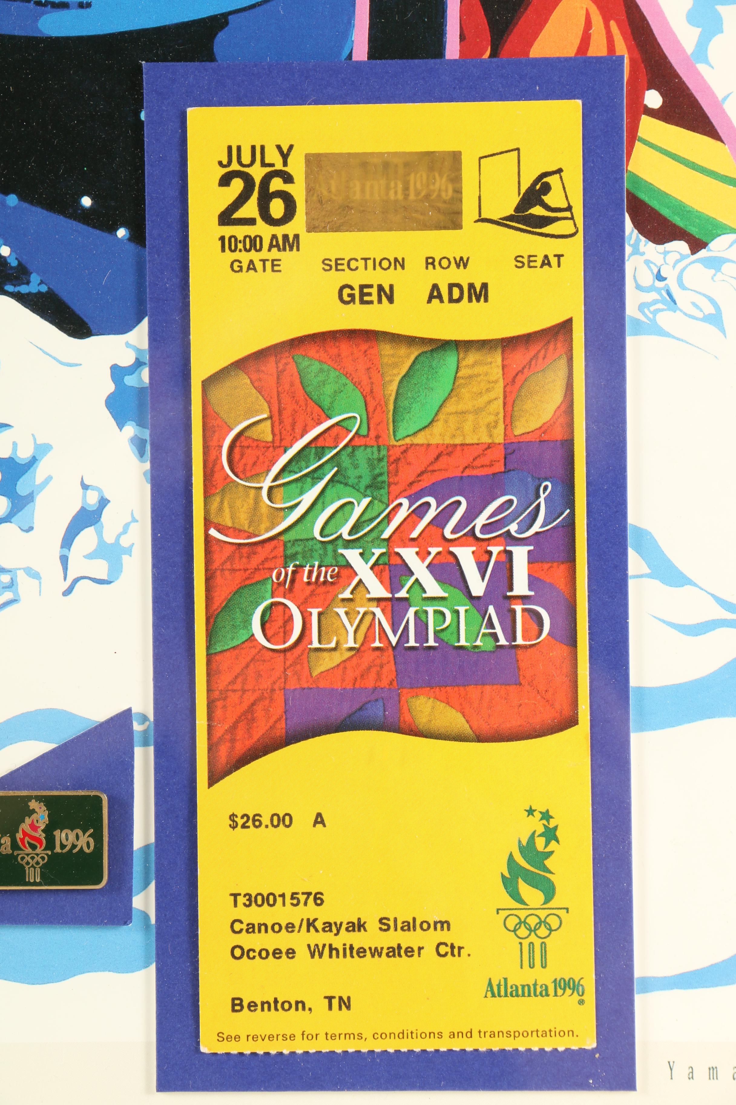 1996 Summer Olympics Framed Tickets and Hiro Yamagata Event Posters