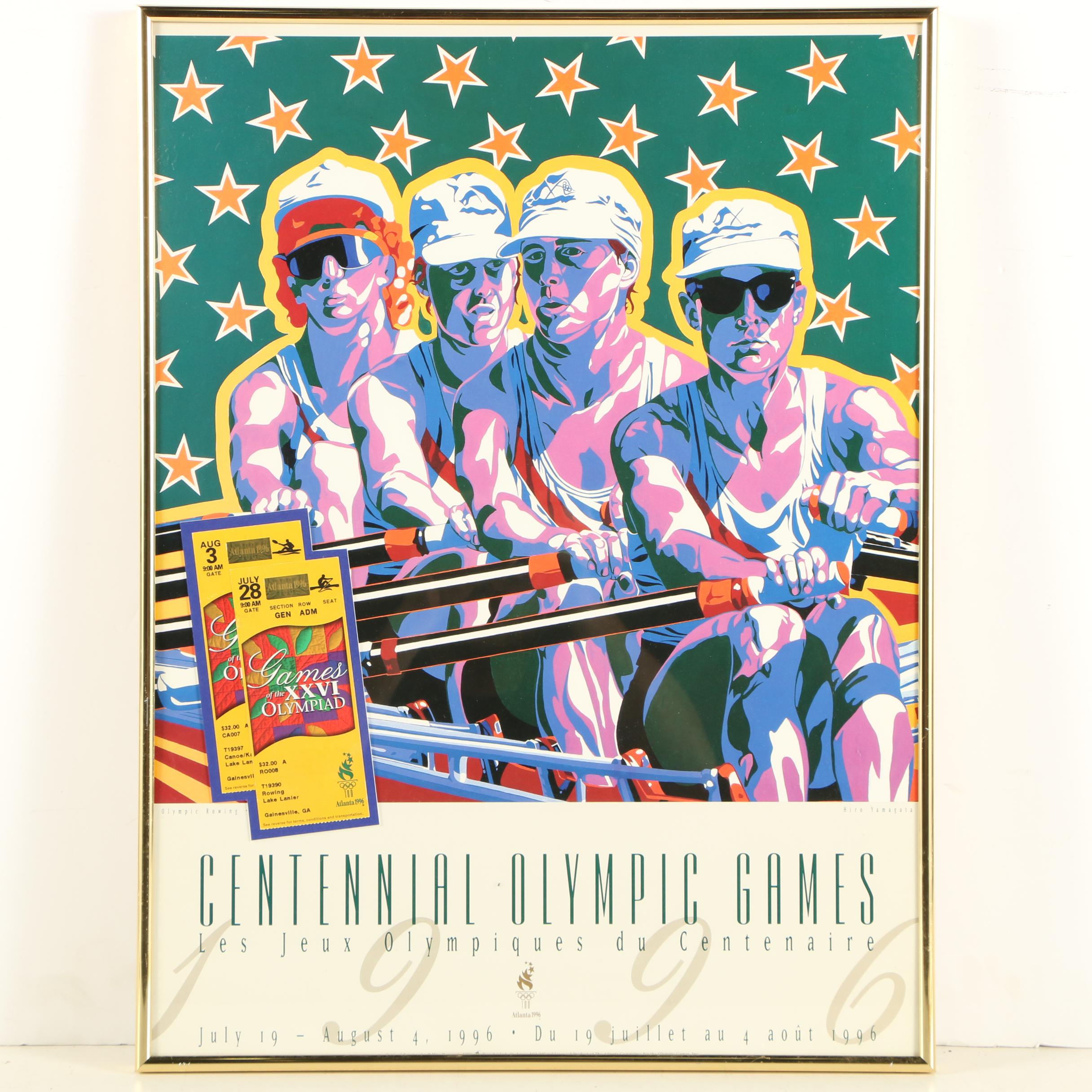 1996 Summer Olympics Framed Tickets and Hiro Yamagata Event Posters