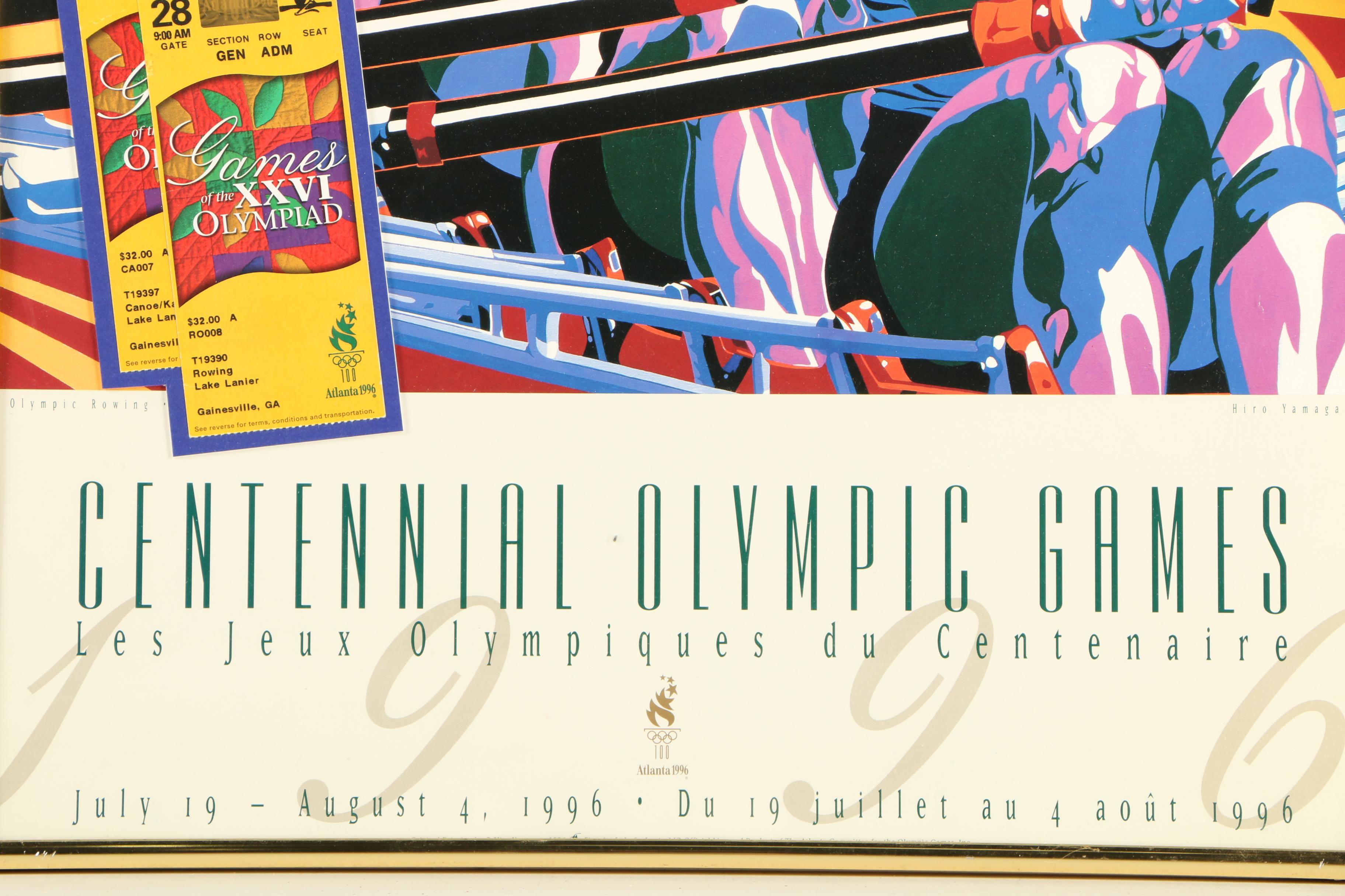 1996 Summer Olympics Framed Tickets and Hiro Yamagata Event Posters