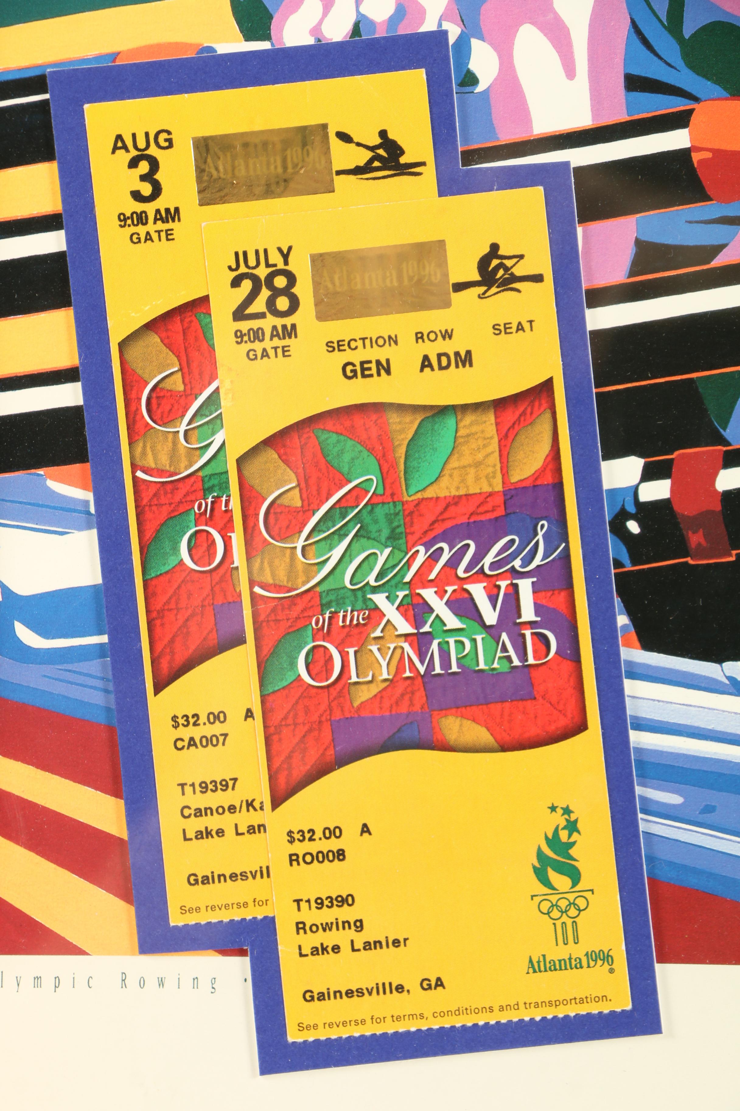 1996 Summer Olympics Framed Tickets and Hiro Yamagata Event Posters