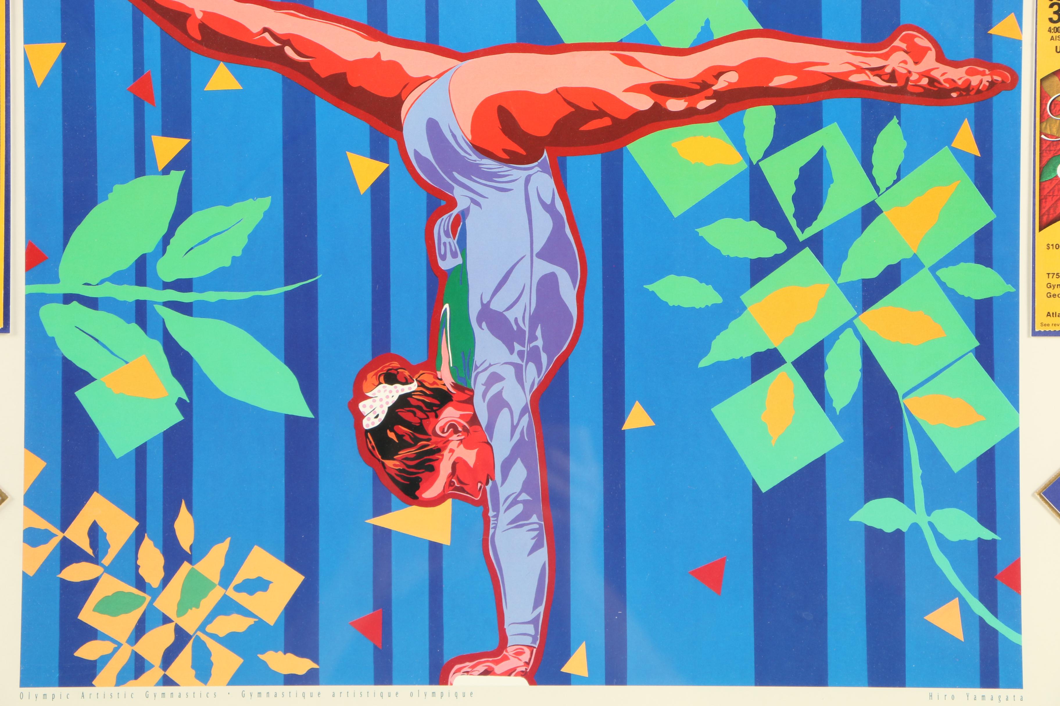 1996 Summer Olympics Framed Tickets and Hiro Yamagata Event Posters