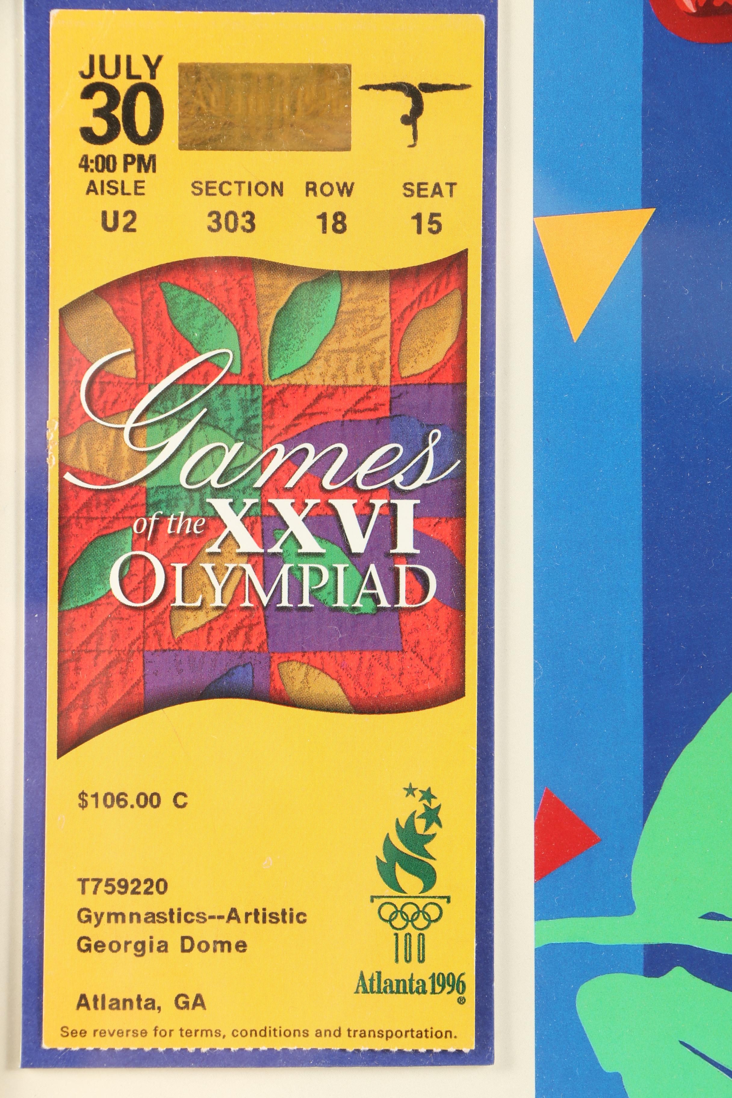 1996 Summer Olympics Framed Tickets and Hiro Yamagata Event Posters