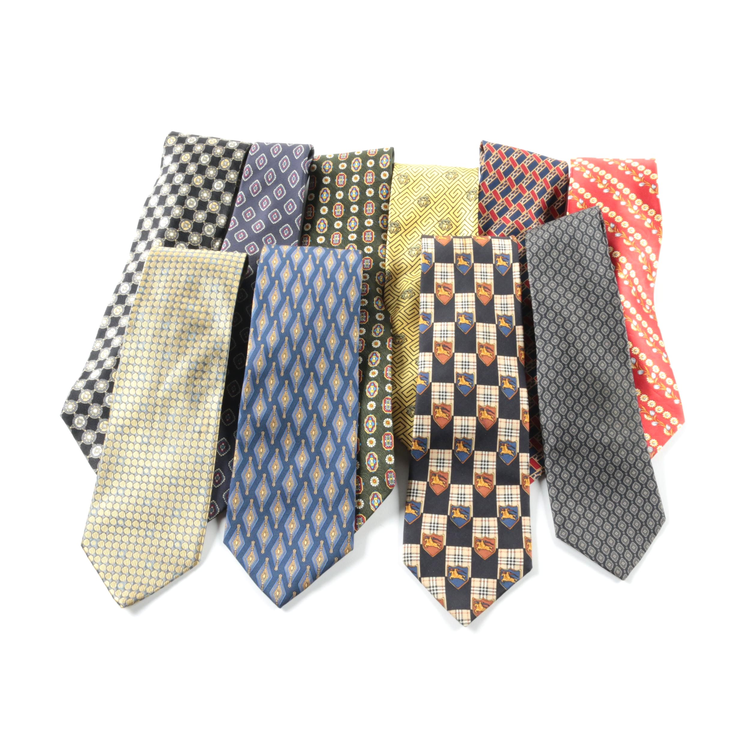 Men's Designer Silk Neckties Including Burberry and Oscar de la Renta