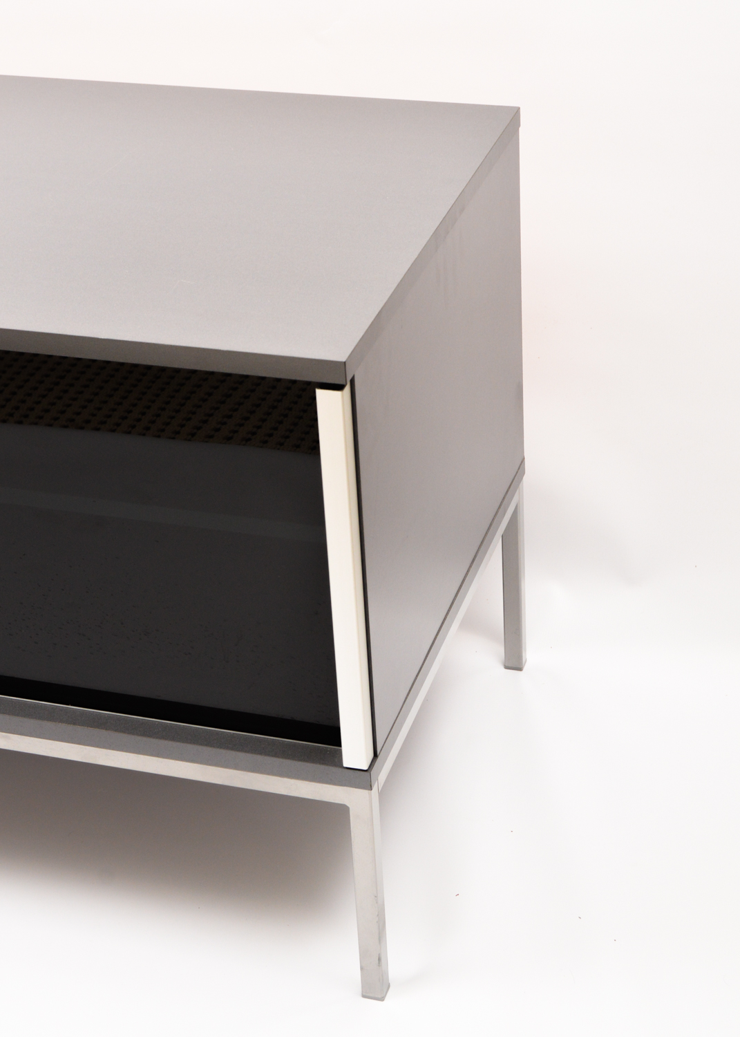 Gray Laminate and Tinted Glass Television Stand