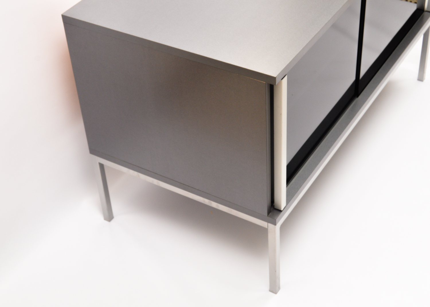 Gray Laminate and Tinted Glass Television Stand