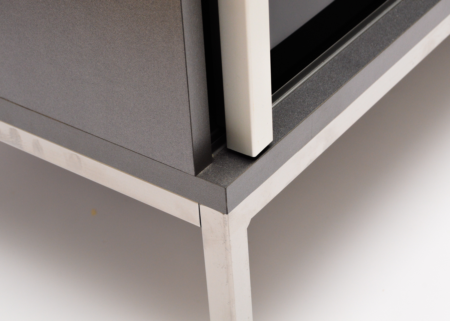 Gray Laminate and Tinted Glass Television Stand