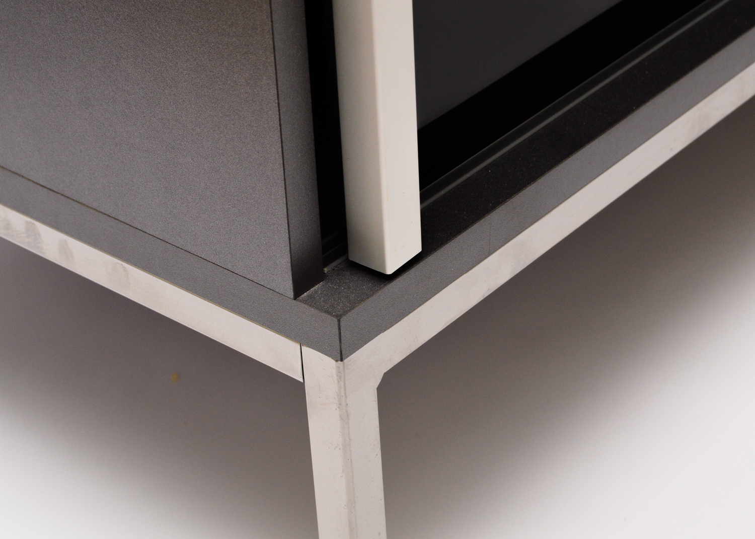 Gray Laminate and Tinted Glass Television Stand