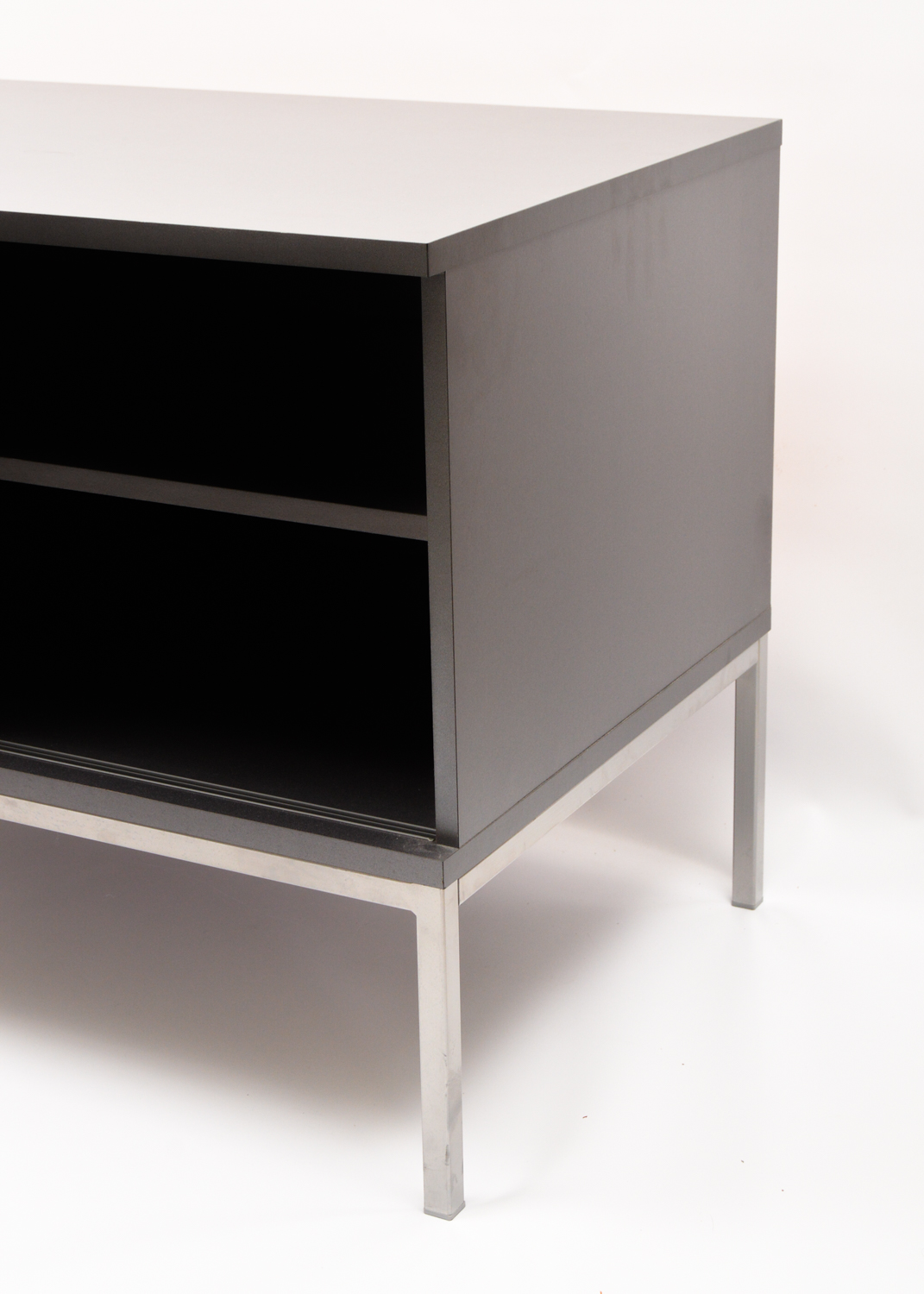Gray Laminate and Tinted Glass Television Stand