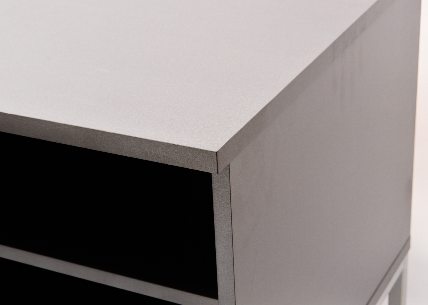 Gray Laminate and Tinted Glass Television Stand