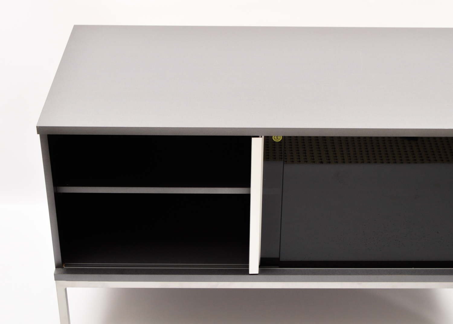 Gray Laminate and Tinted Glass Television Stand