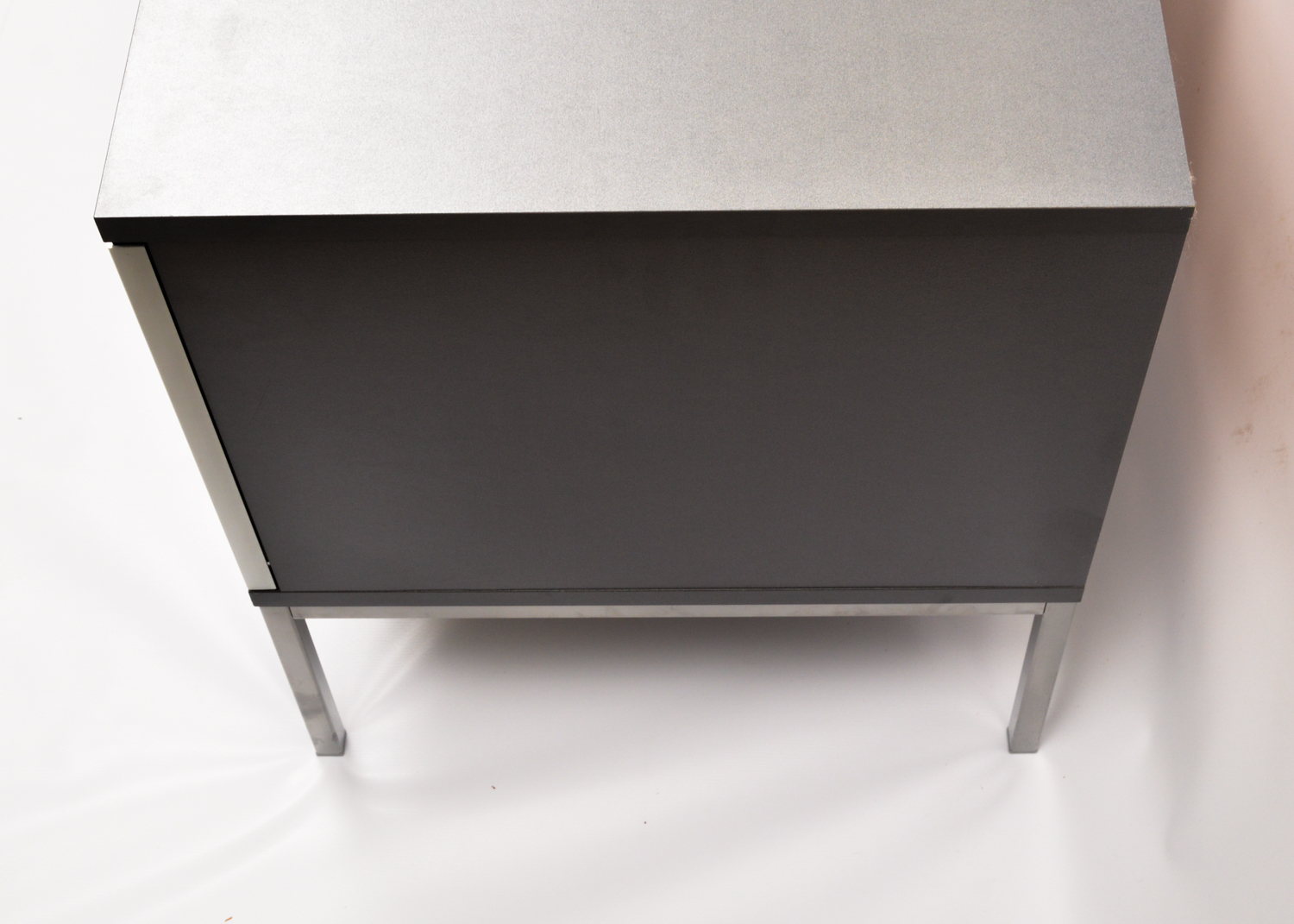 Gray Laminate and Tinted Glass Television Stand