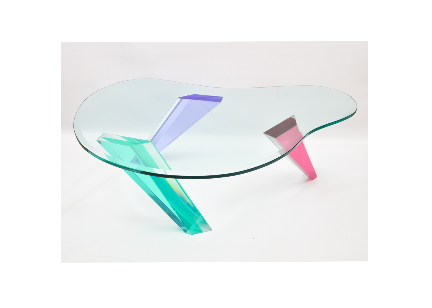 Modernist Glass and Colored Acrylic Coffee Table