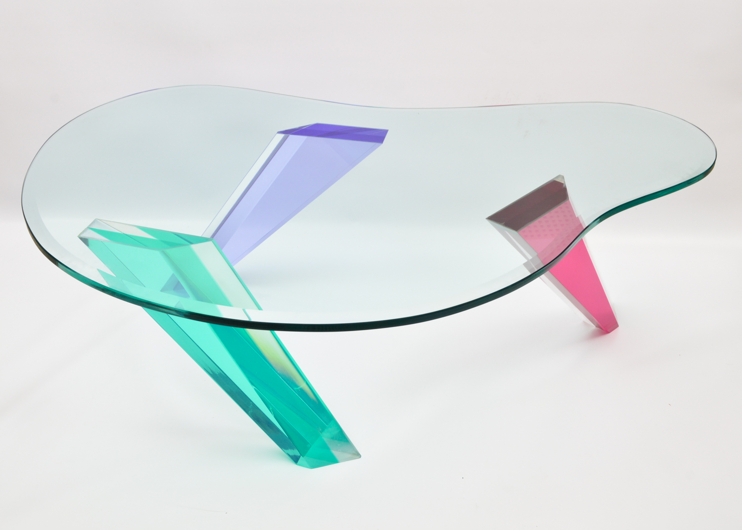 Modernist Glass and Colored Acrylic Coffee Table