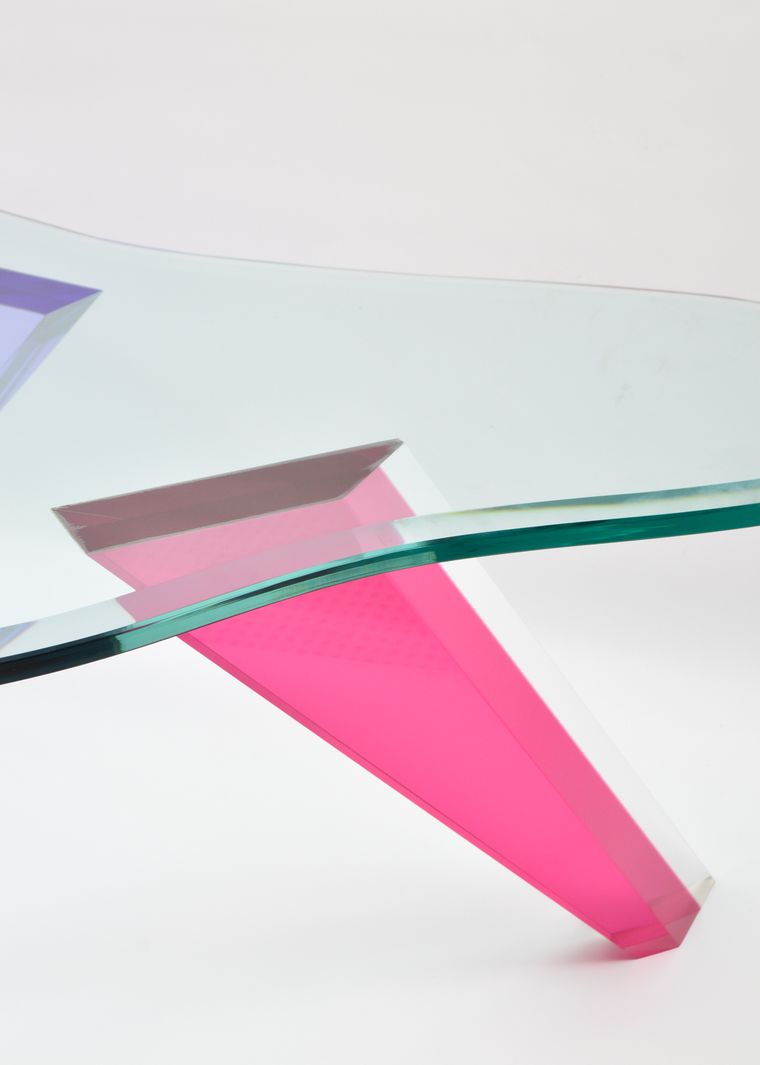 Modernist Glass and Colored Acrylic Coffee Table