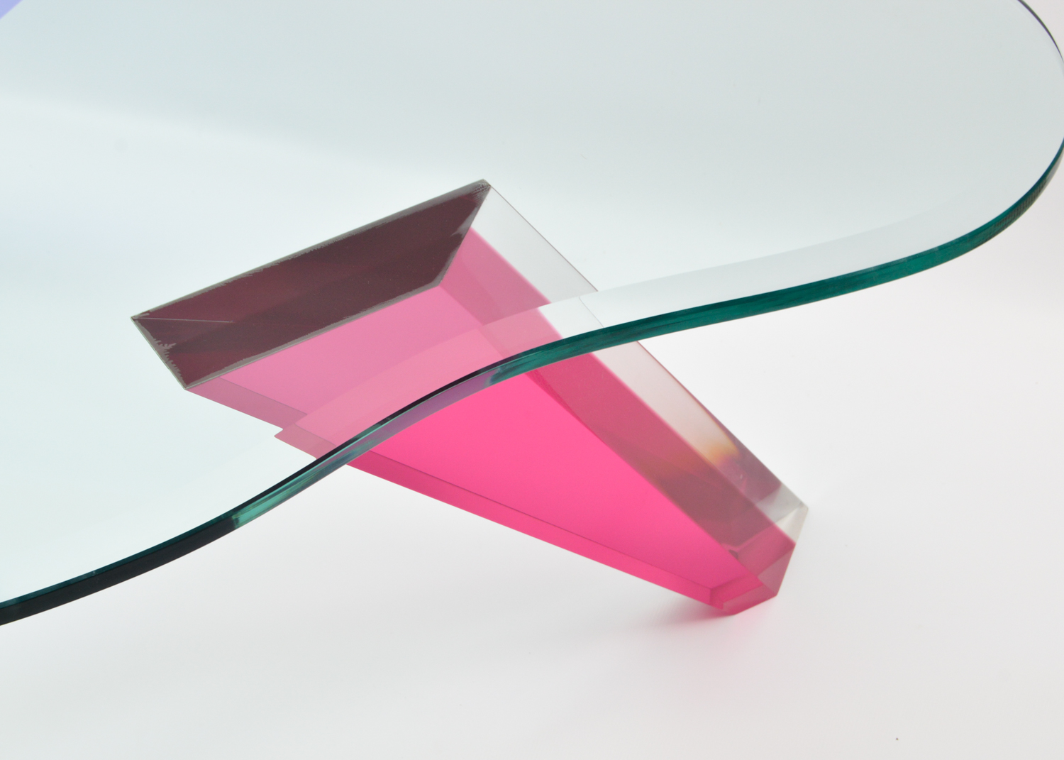 Modernist Glass and Colored Acrylic Coffee Table