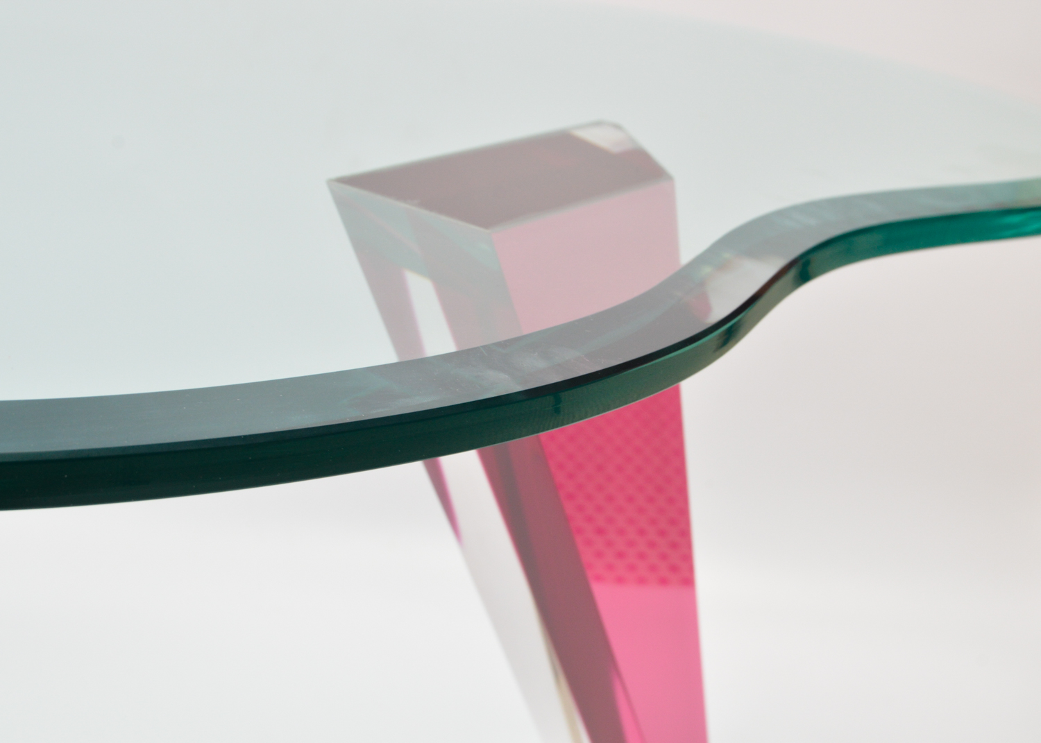 Modernist Glass and Colored Acrylic Coffee Table