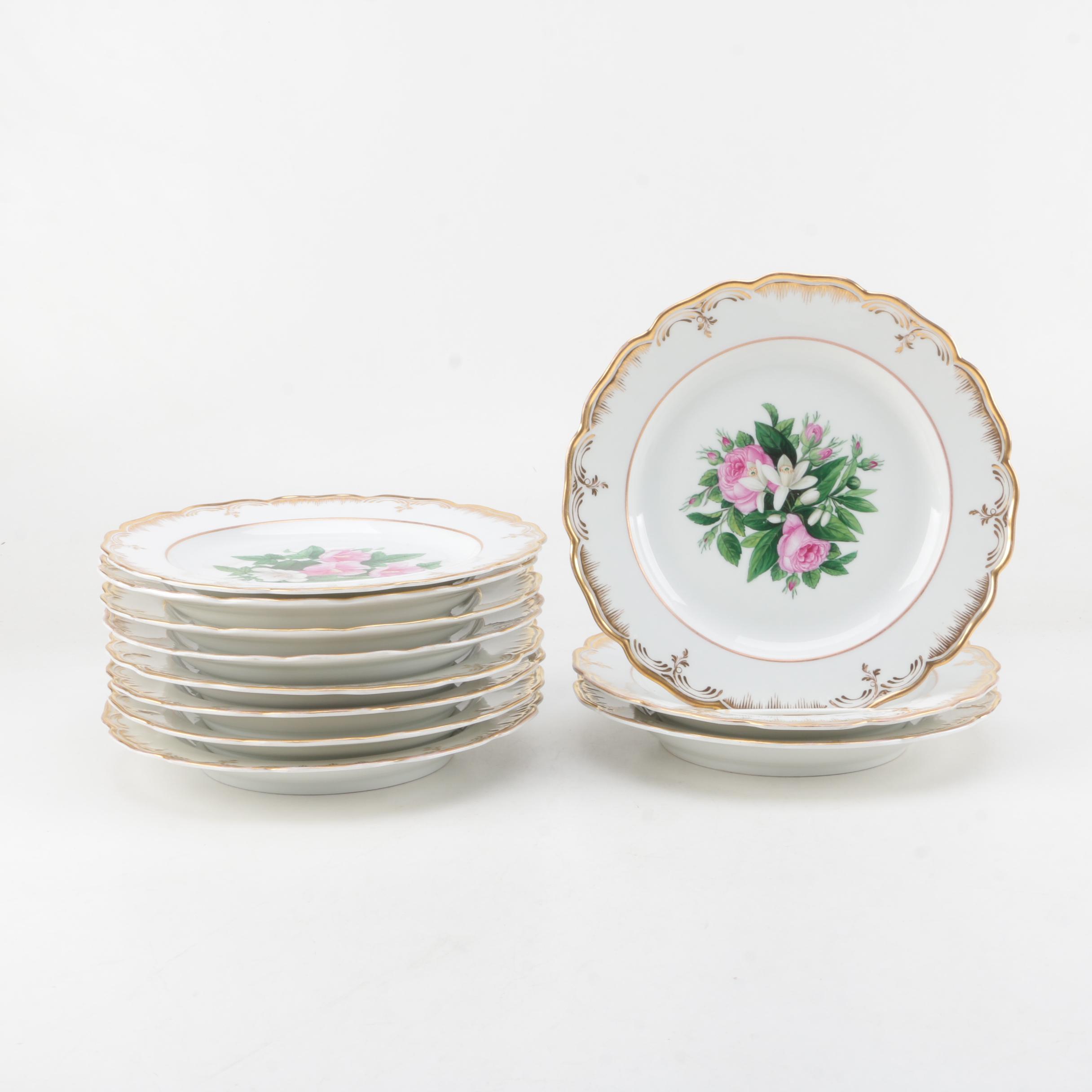 Antique Königliche Porzellan Manufaktur KPM Berlin Floral Dinner Plates 1844-47