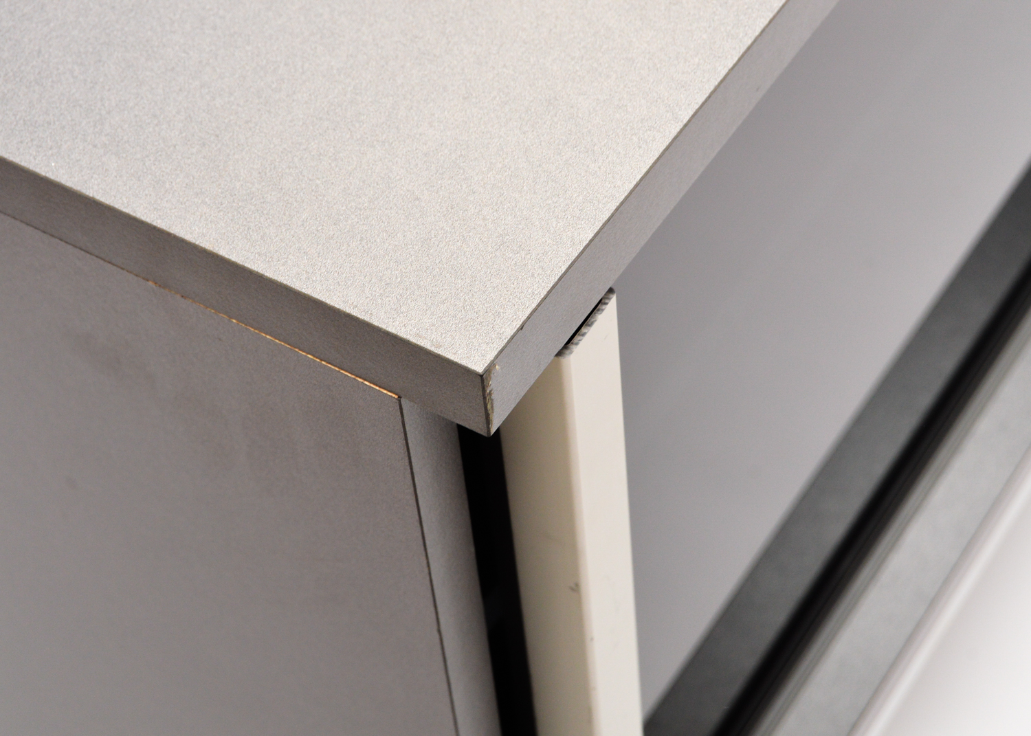 Gray Laminate and Tinted Glass Television Stand