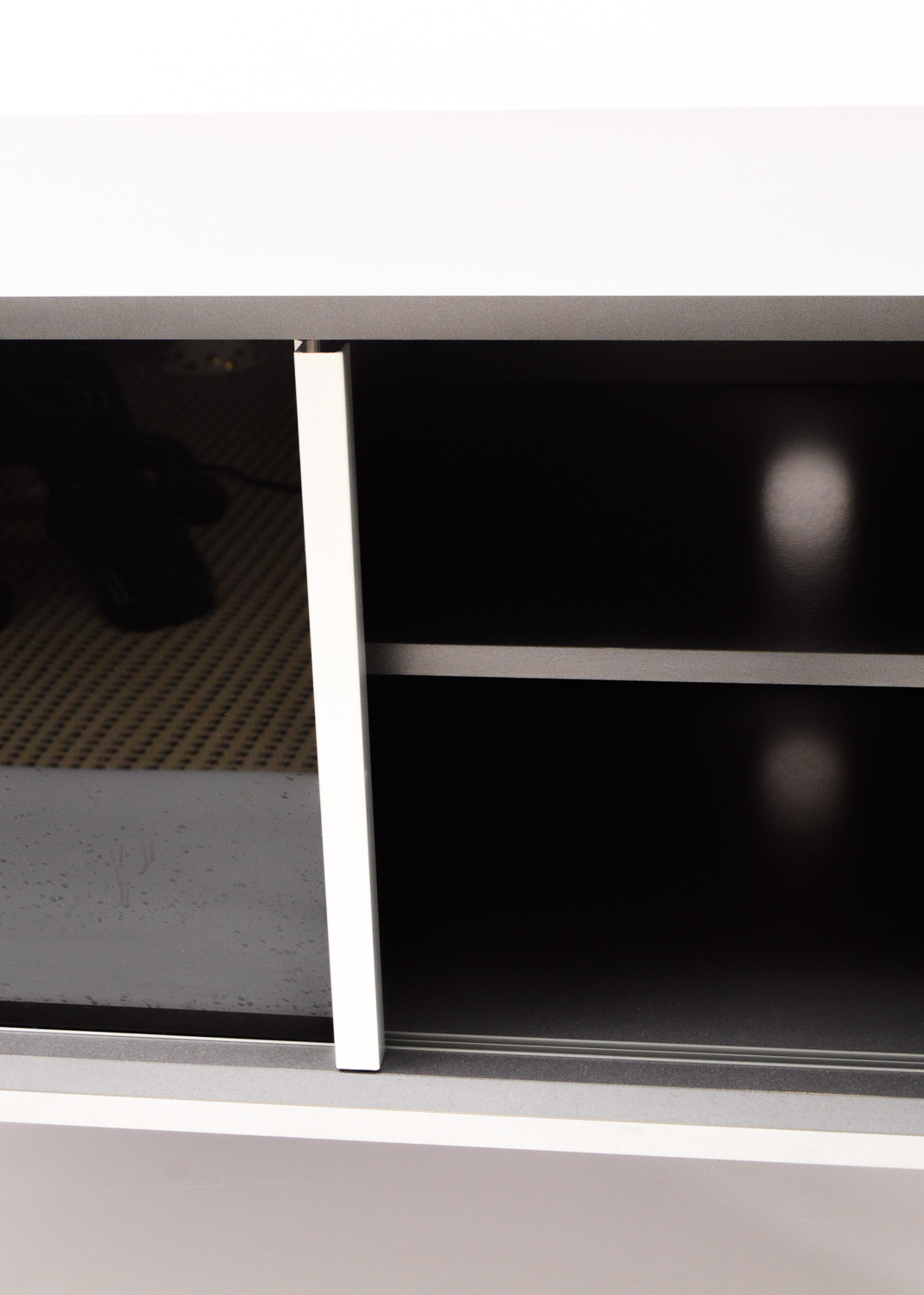 Gray Laminate and Tinted Glass Television Stand