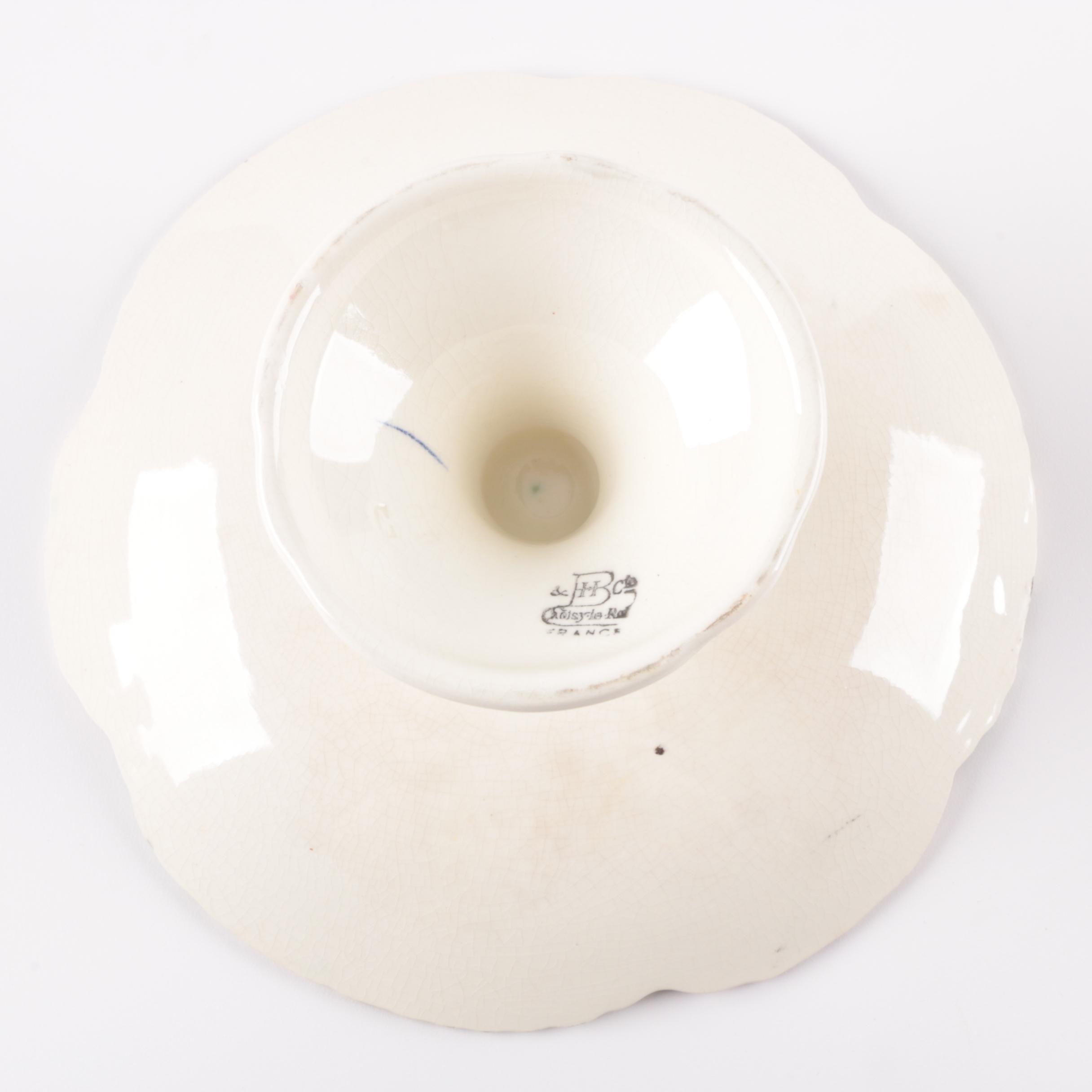 Antique French Hippolyte Boulenger Choisy Majolica Pansy Dessert Set Pre-1910