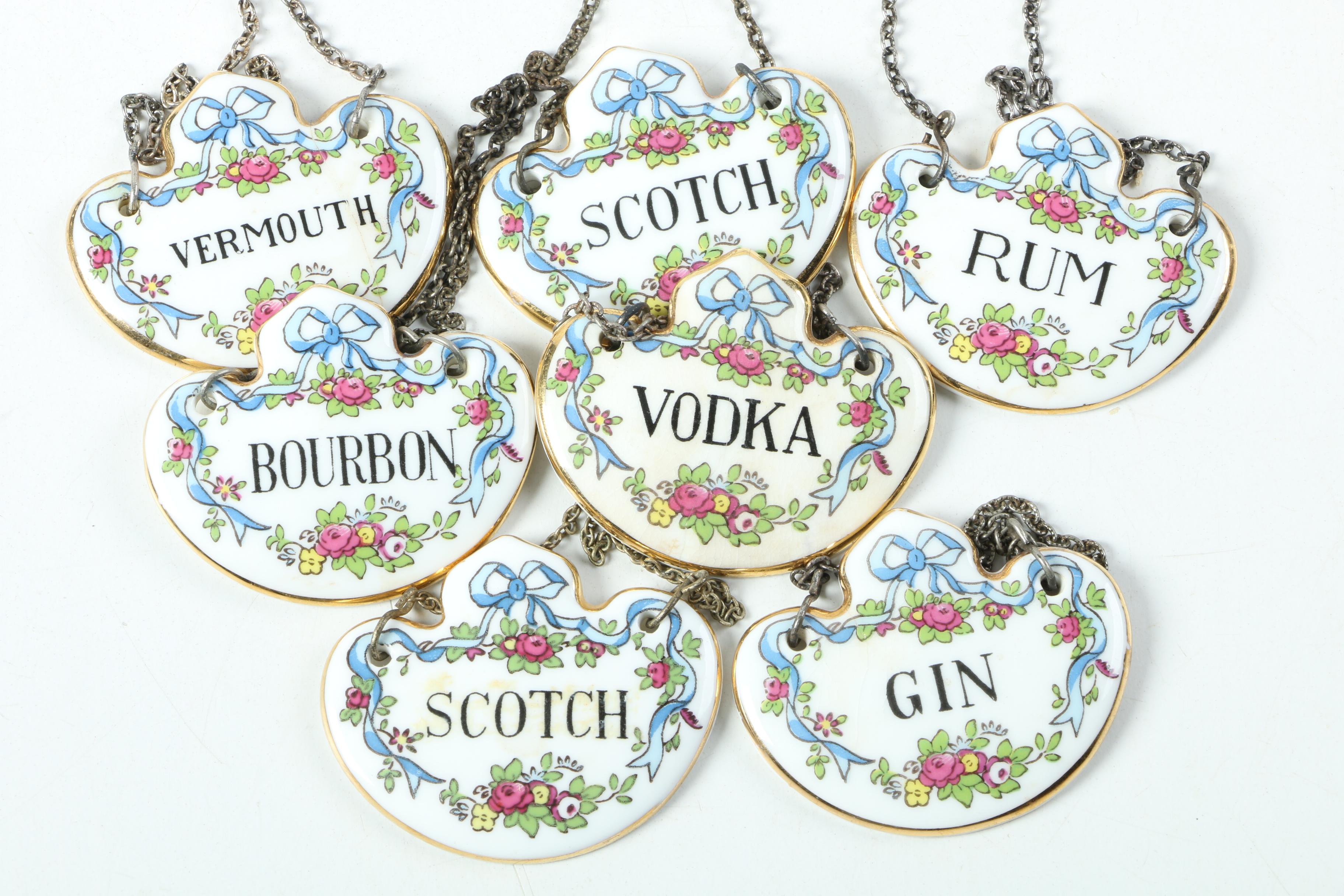 Crown Staffordshire Porcelain Liquor Bottle Labels