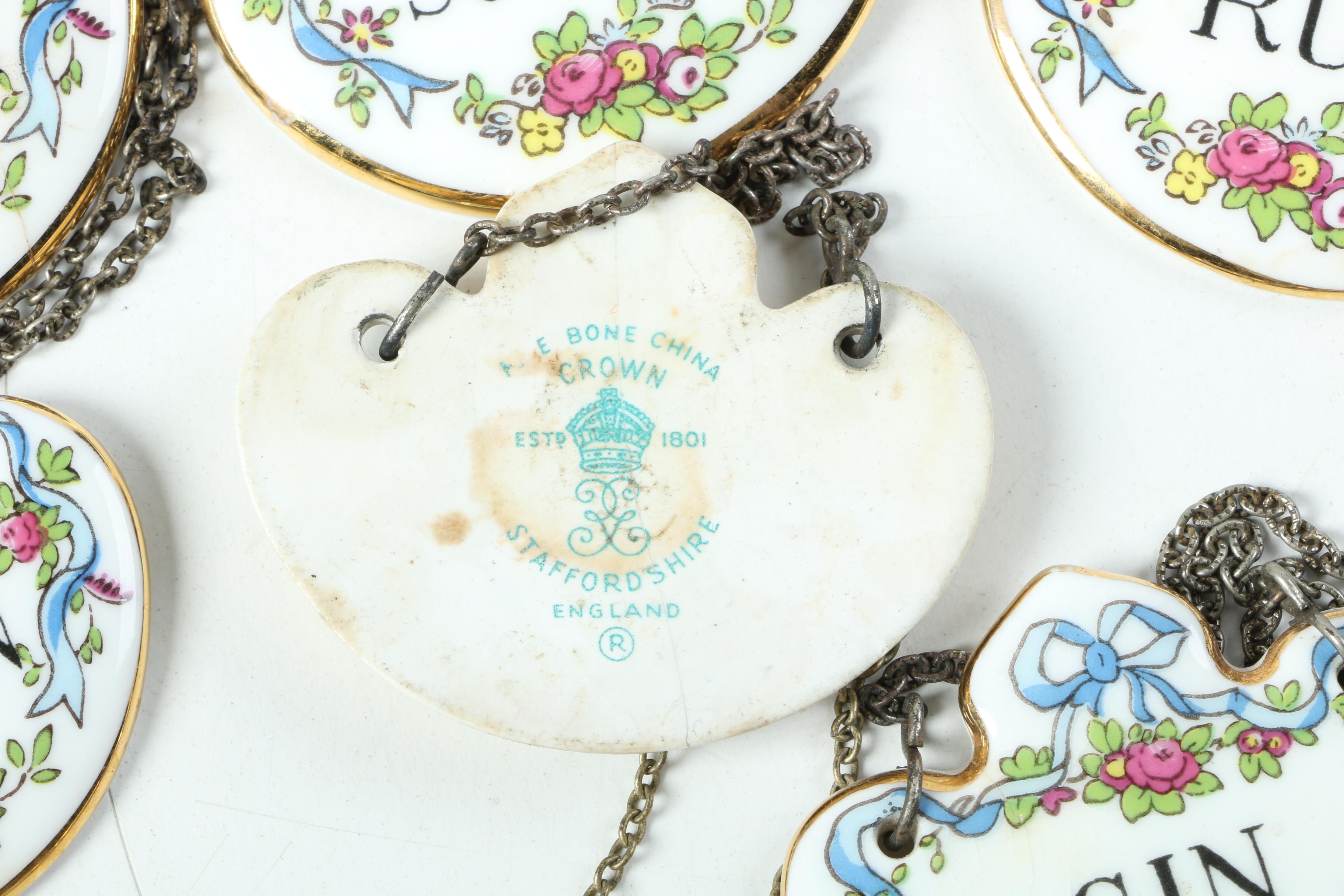 Crown Staffordshire Porcelain Liquor Bottle Labels