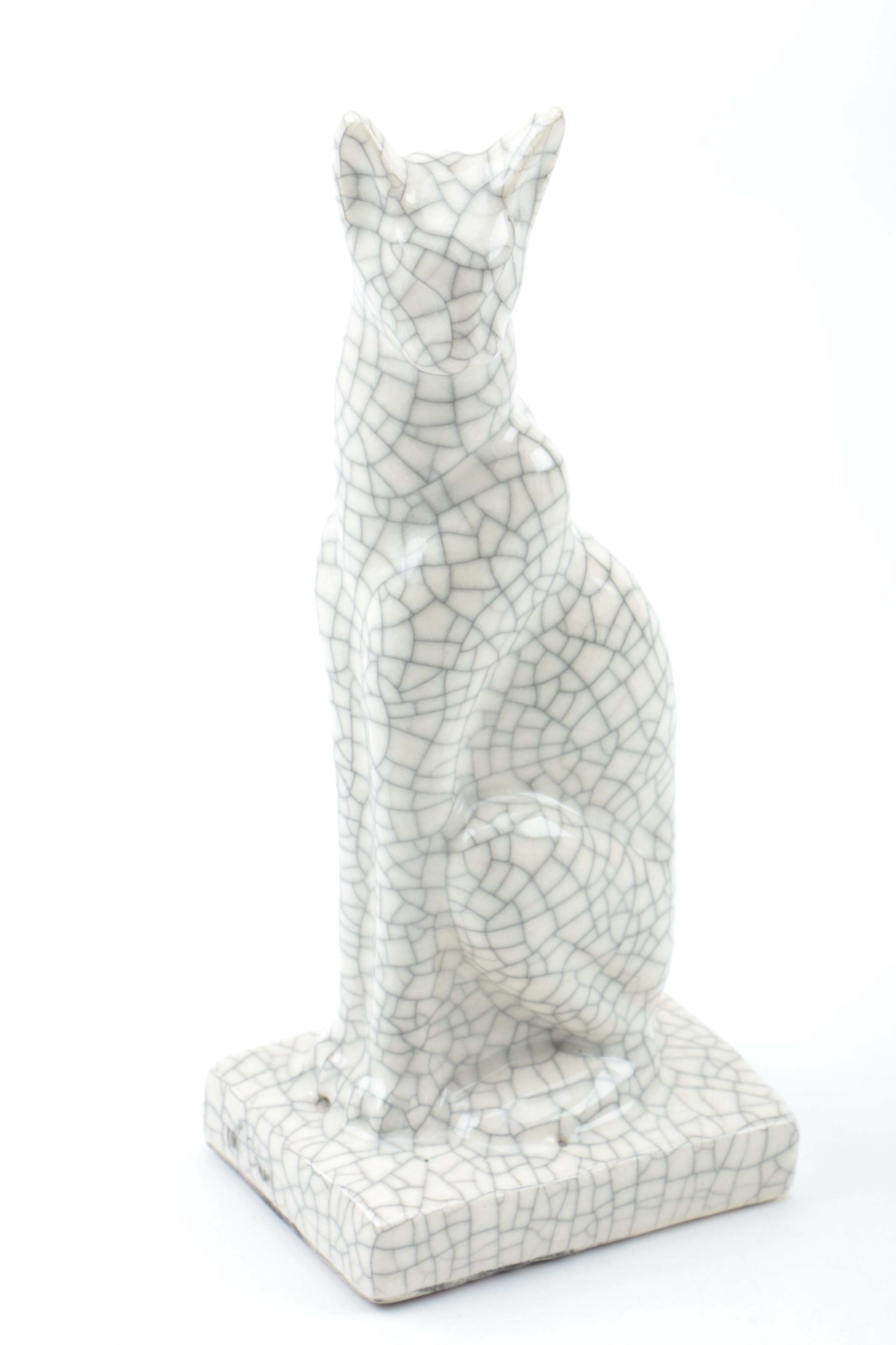 Set of Ceramic Sitting Cat Figurines