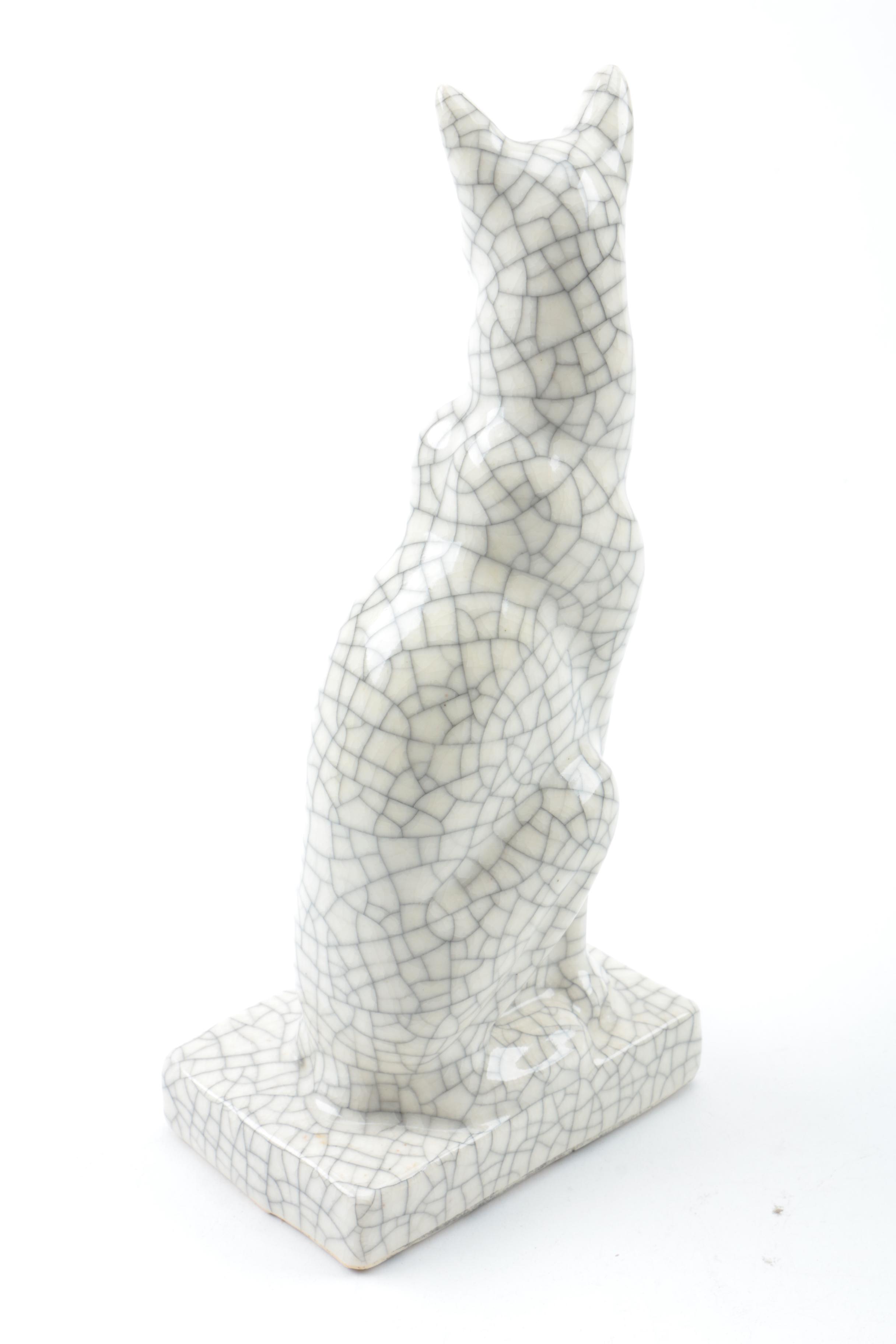 Set of Ceramic Sitting Cat Figurines