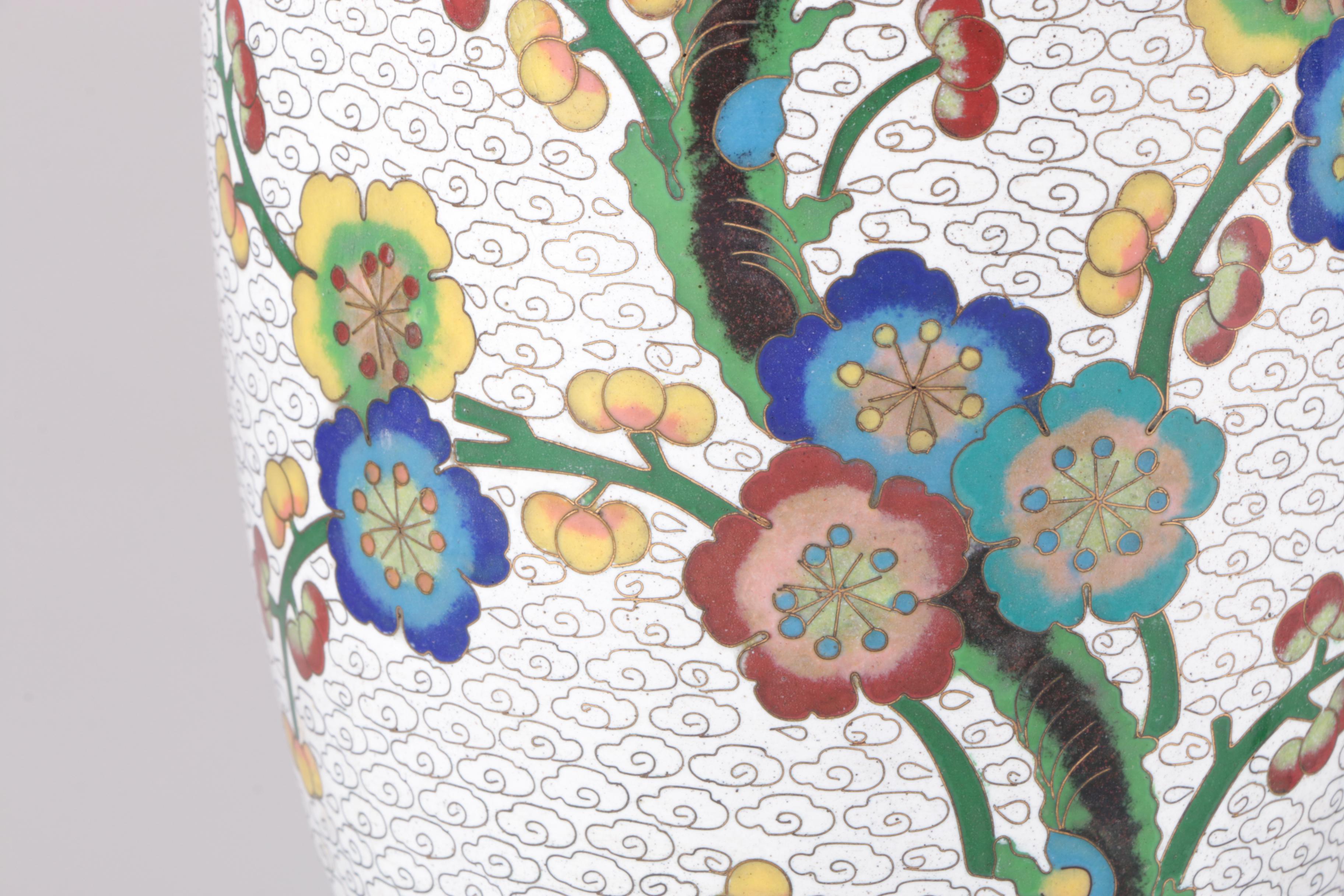 Chinese Floral Cloisonné Vases