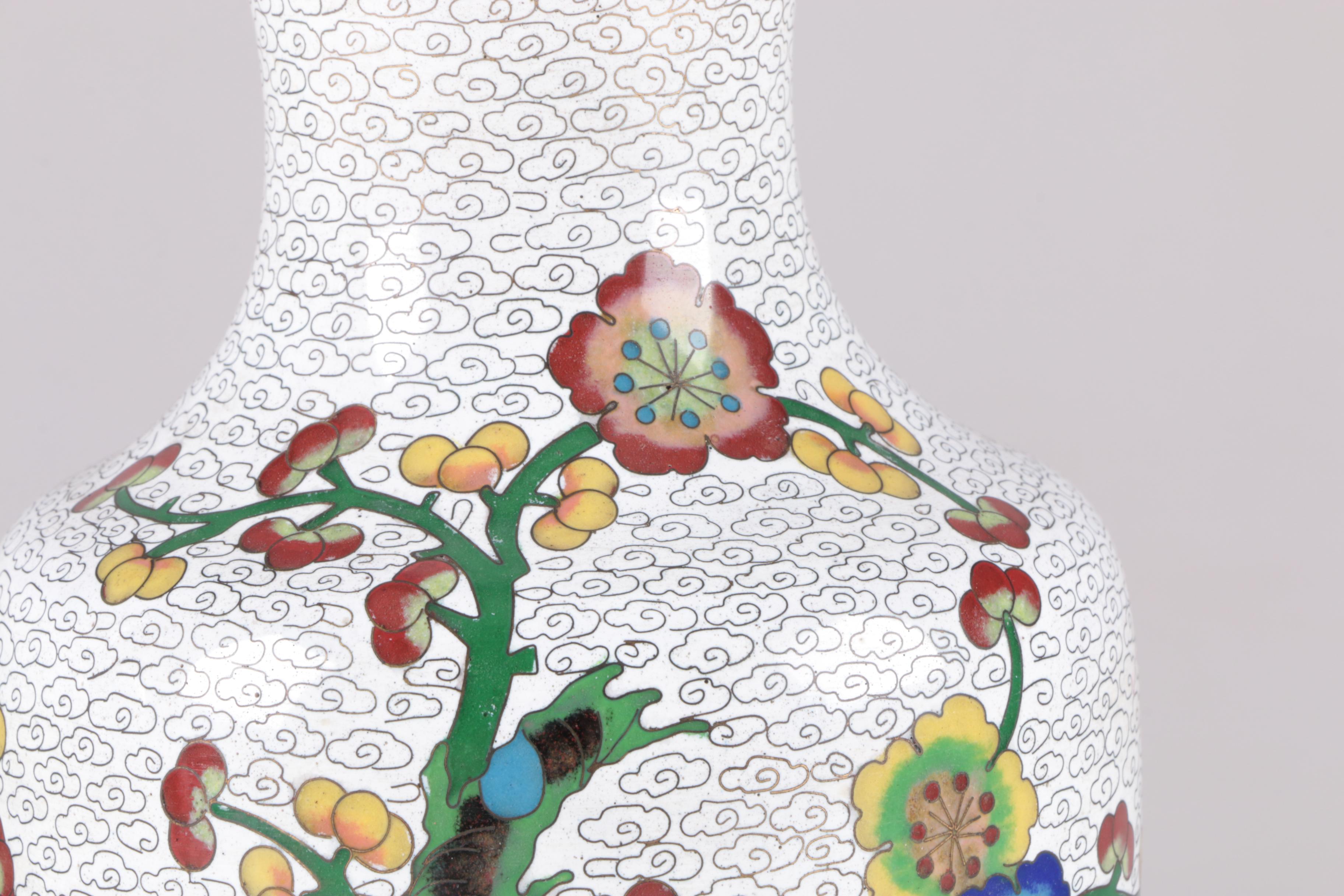 Chinese Floral Cloisonné Vases