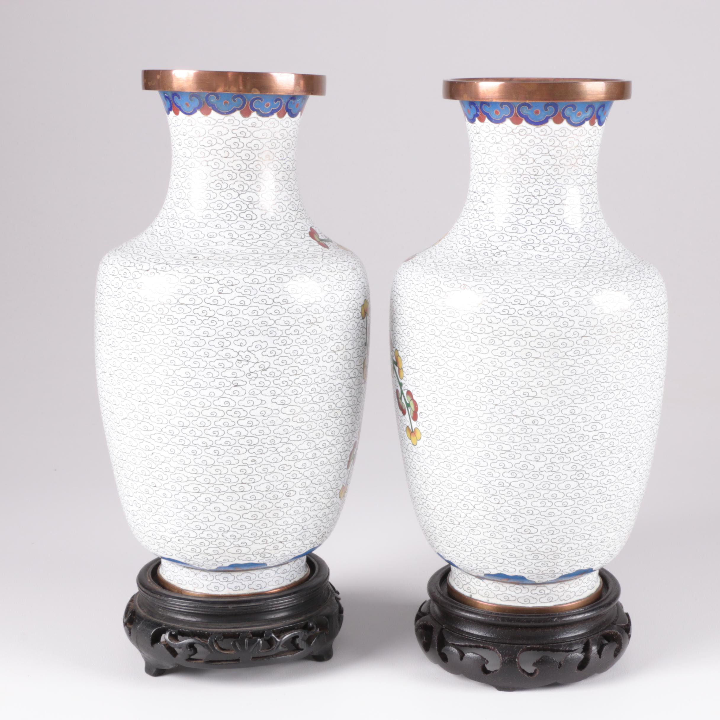 Chinese Floral Cloisonné Vases