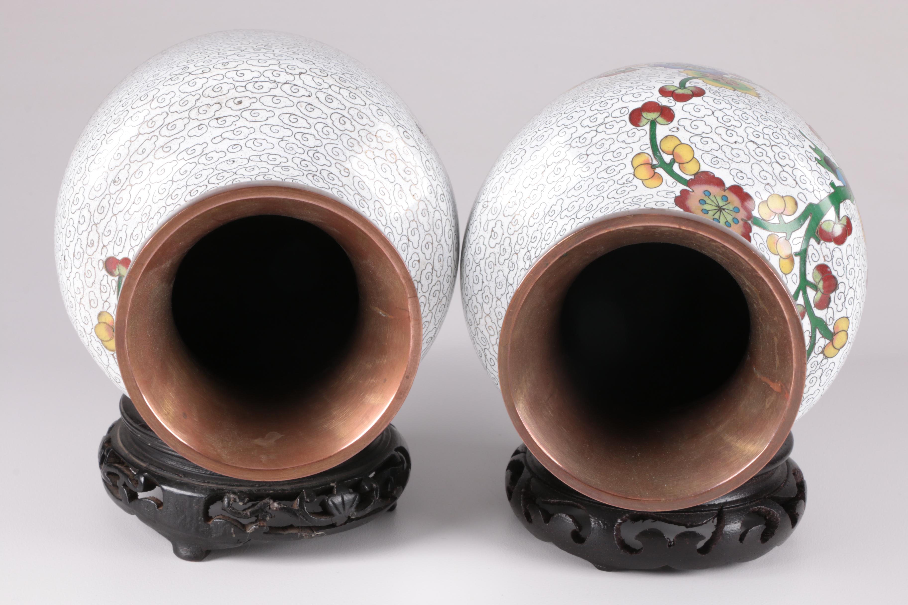 Chinese Floral Cloisonné Vases