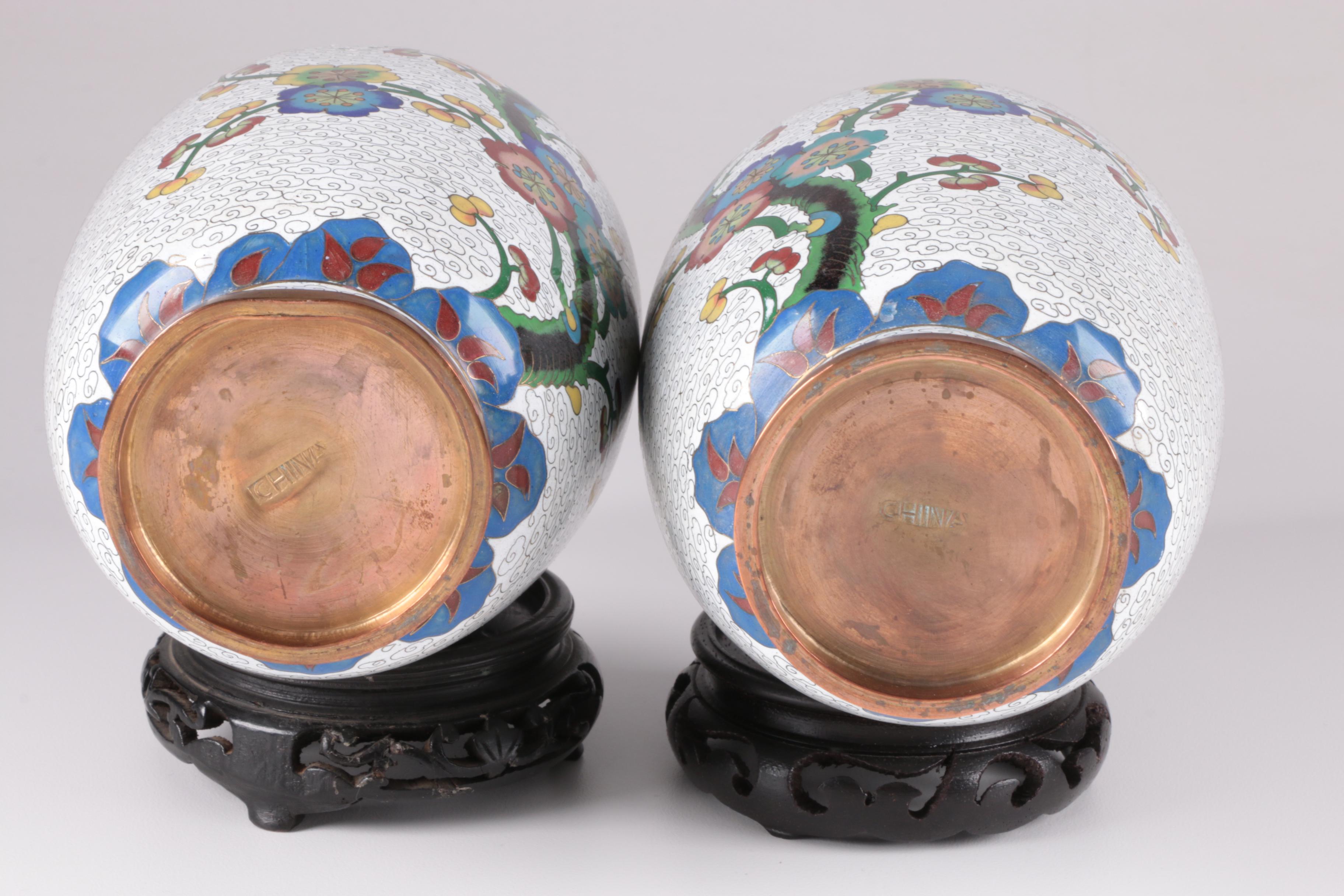 Chinese Floral Cloisonné Vases