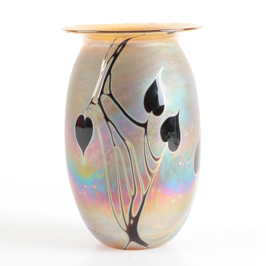 1982 Craig Zweifel Hand Blown Iridescent Glass Vase