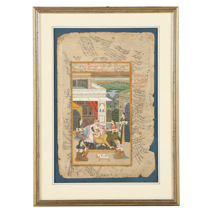 Indian Gouache Miniature with Extensive Marginalia