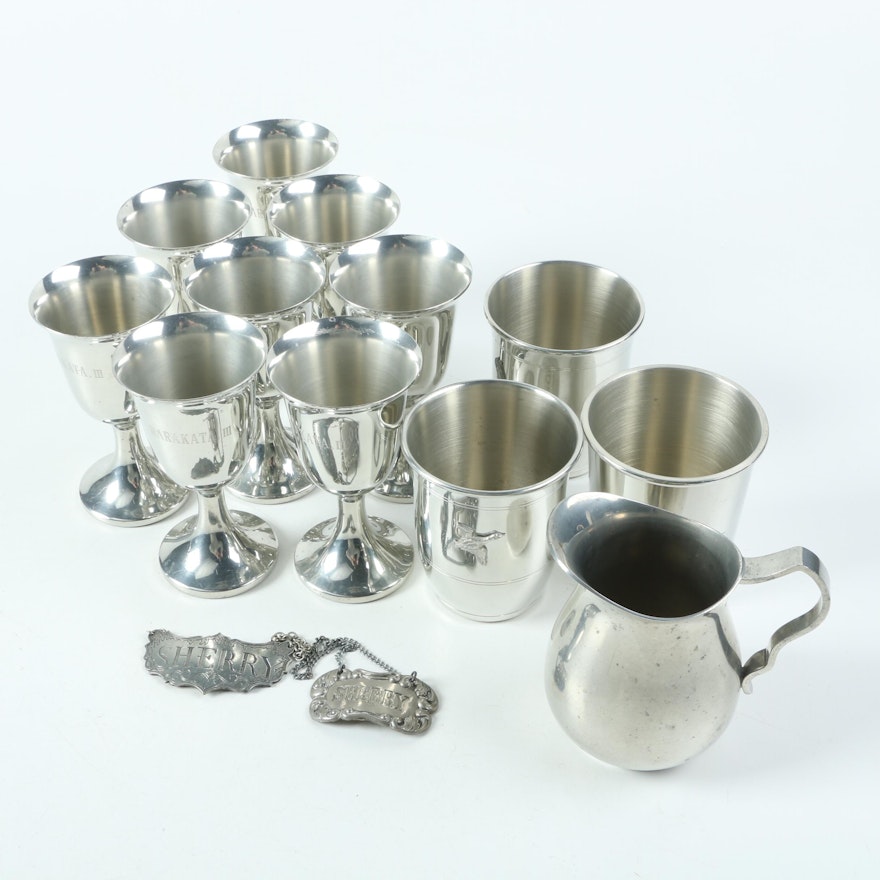 Salisbury Pewter "Chesapeake Bay" Cups and Assorted Pewter Barware