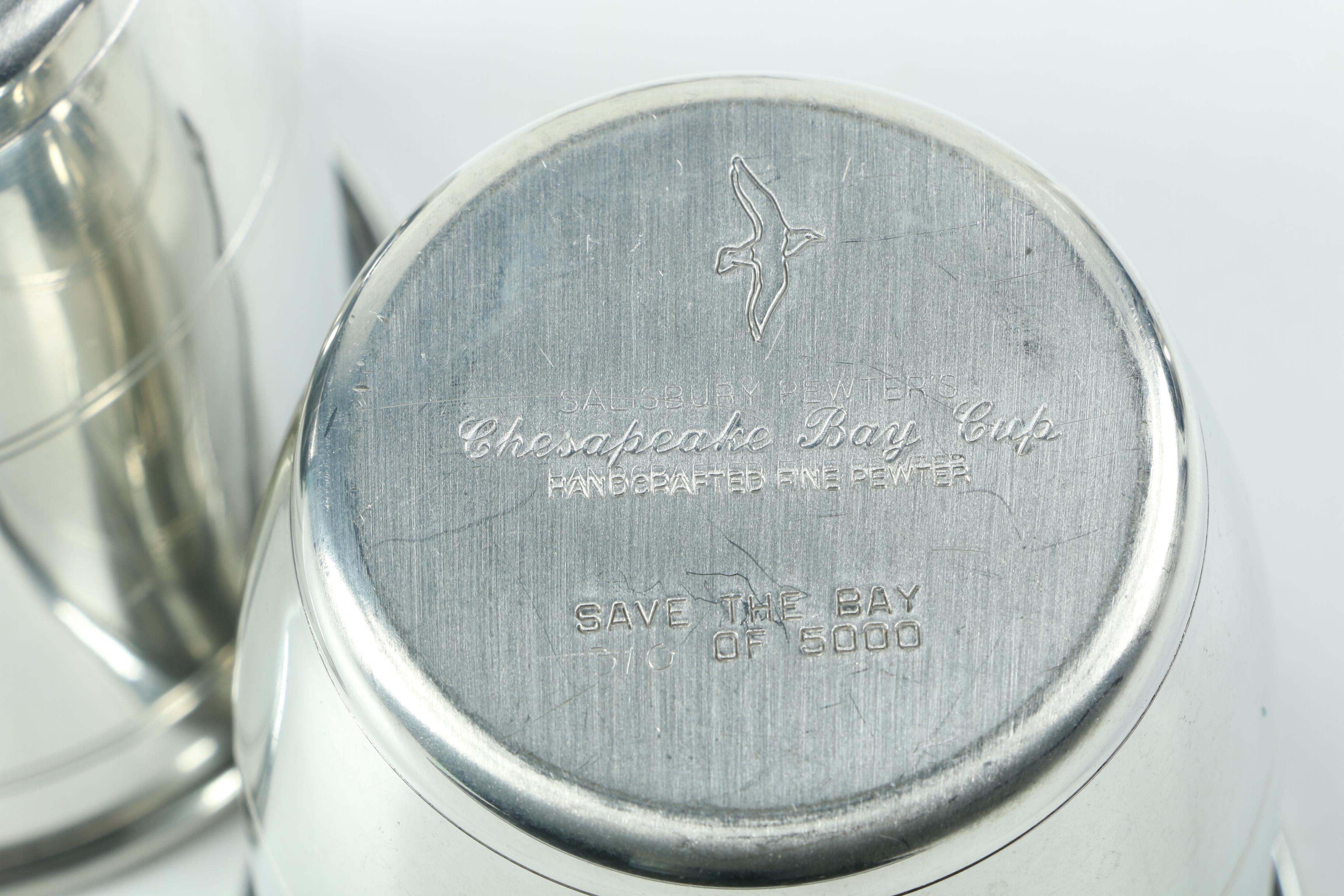 Salisbury Pewter "Chesapeake Bay" Cups and Assorted Pewter Barware