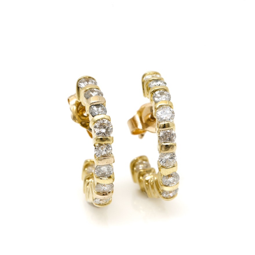 18K Yellow Gold 1.08 CTW Diamond Earrings