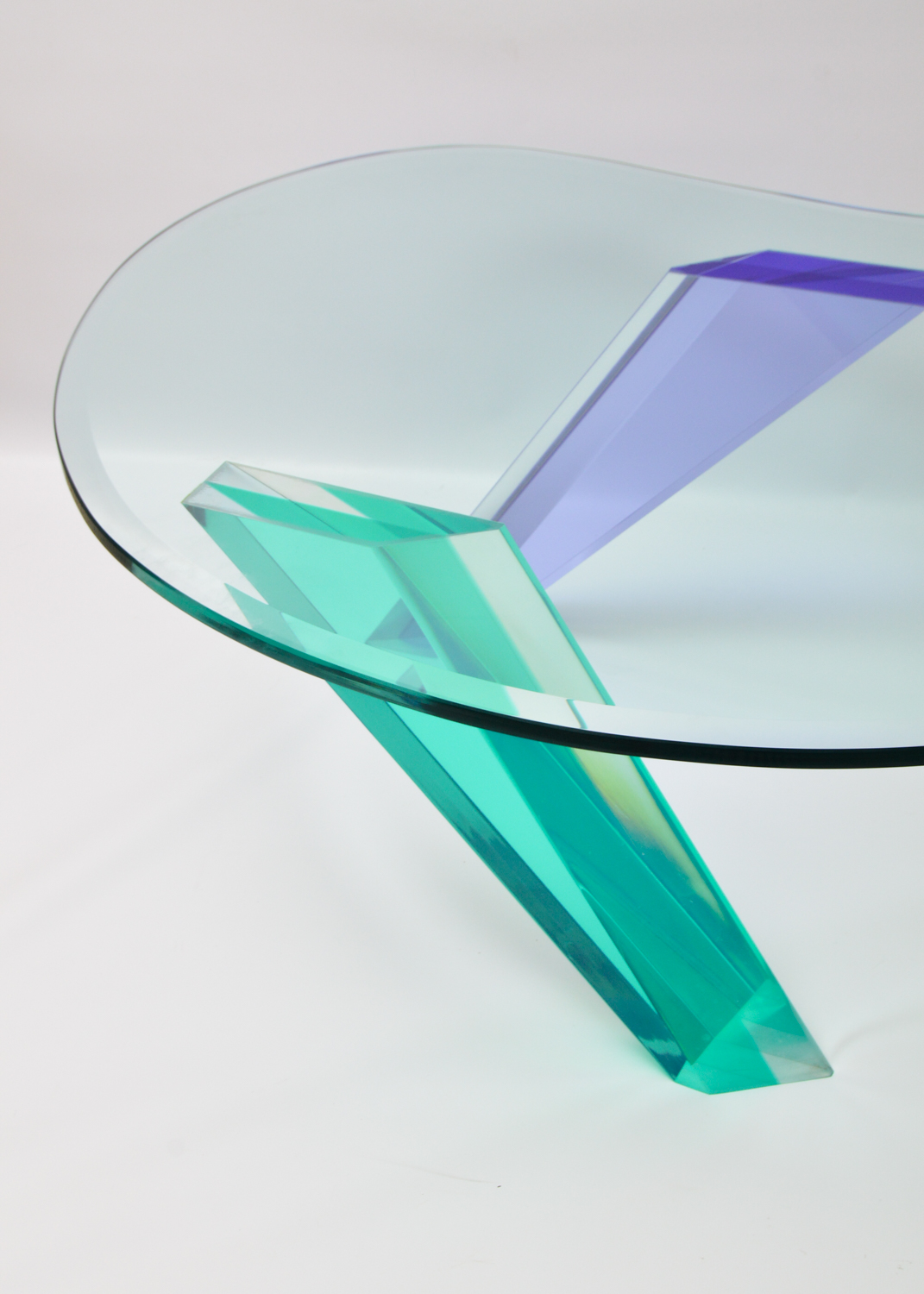 Modernist Glass and Colored Acrylic Coffee Table