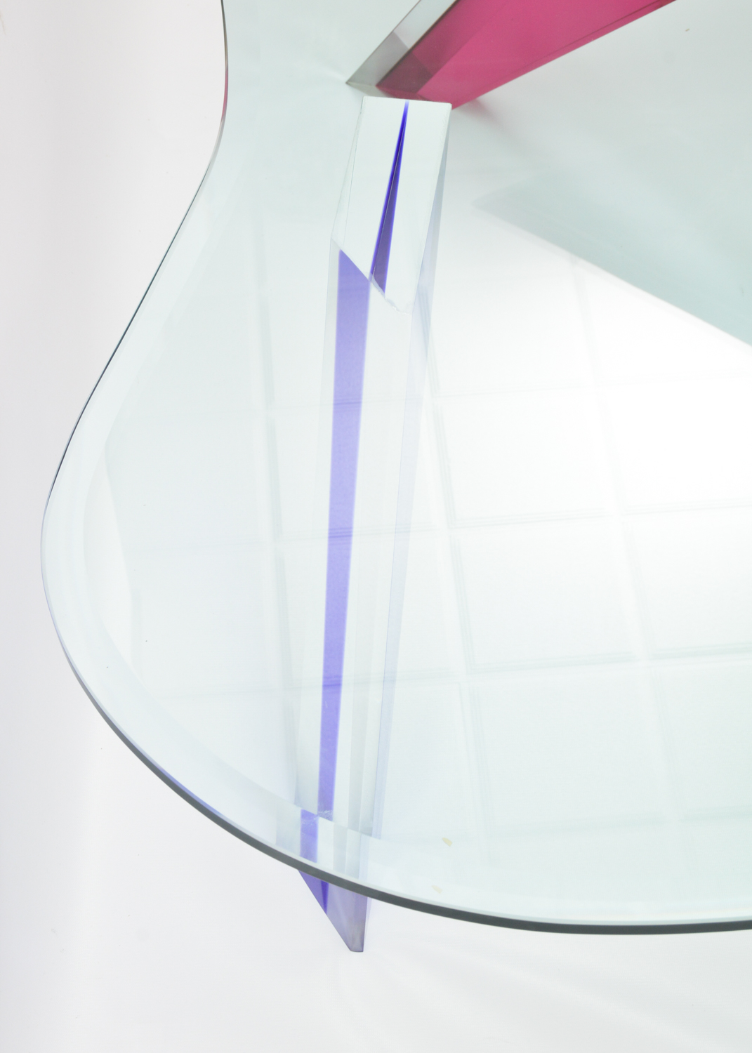 Modernist Glass and Colored Acrylic Coffee Table