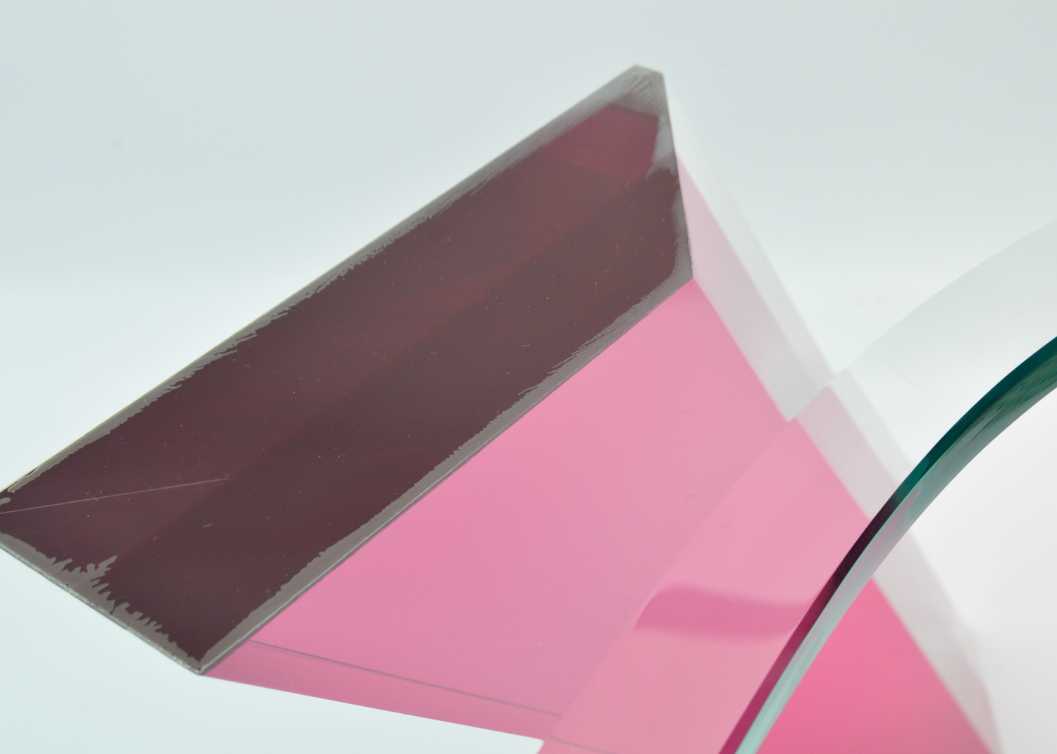 Modernist Glass and Colored Acrylic Coffee Table