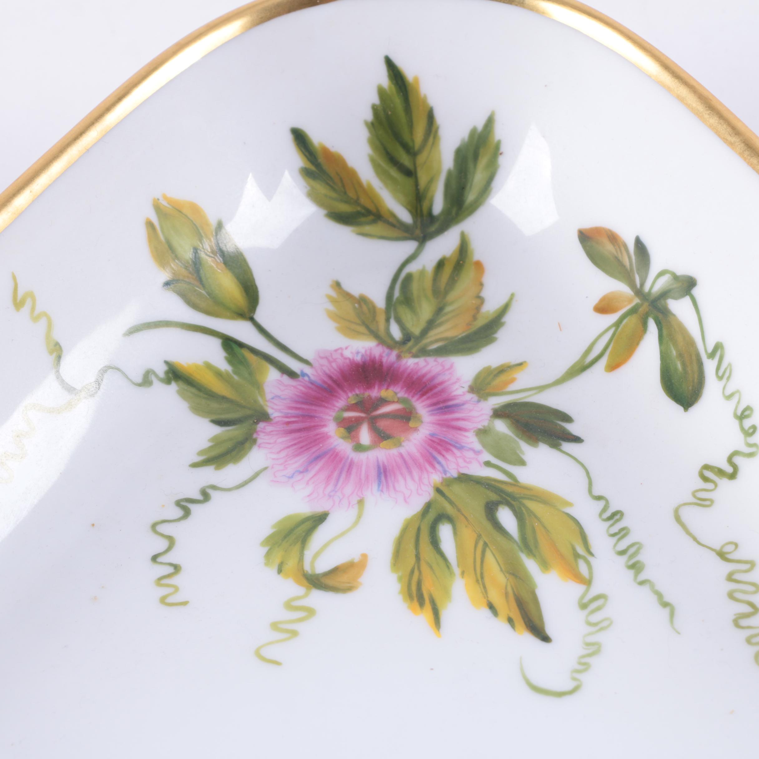 Herend Hungary Triangular Butterfly and Floral Porcelain Bowl