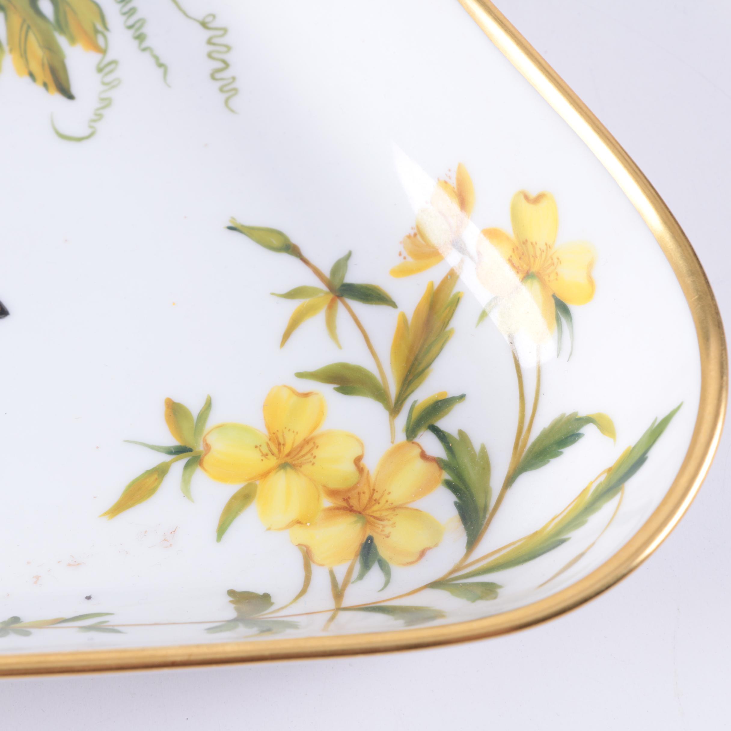 Herend Hungary Triangular Butterfly and Floral Porcelain Bowl