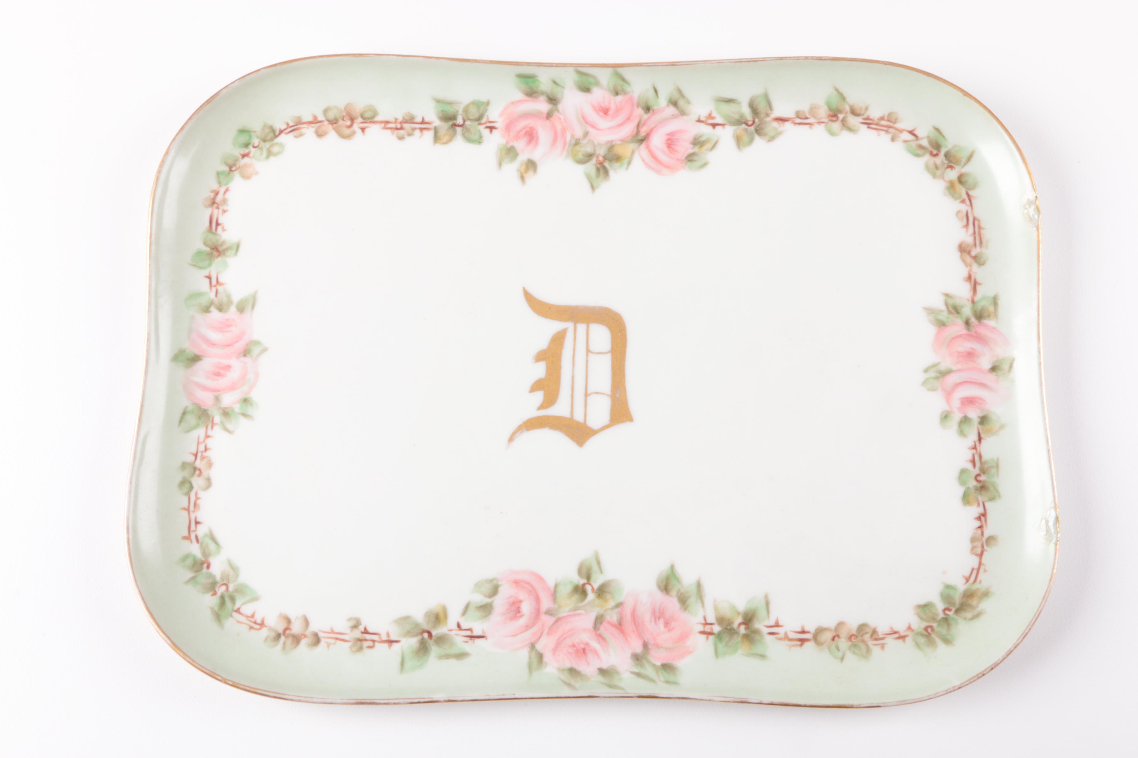 Hobbyist Painted B & Co. Limoges Porcelain Vanity Accessories