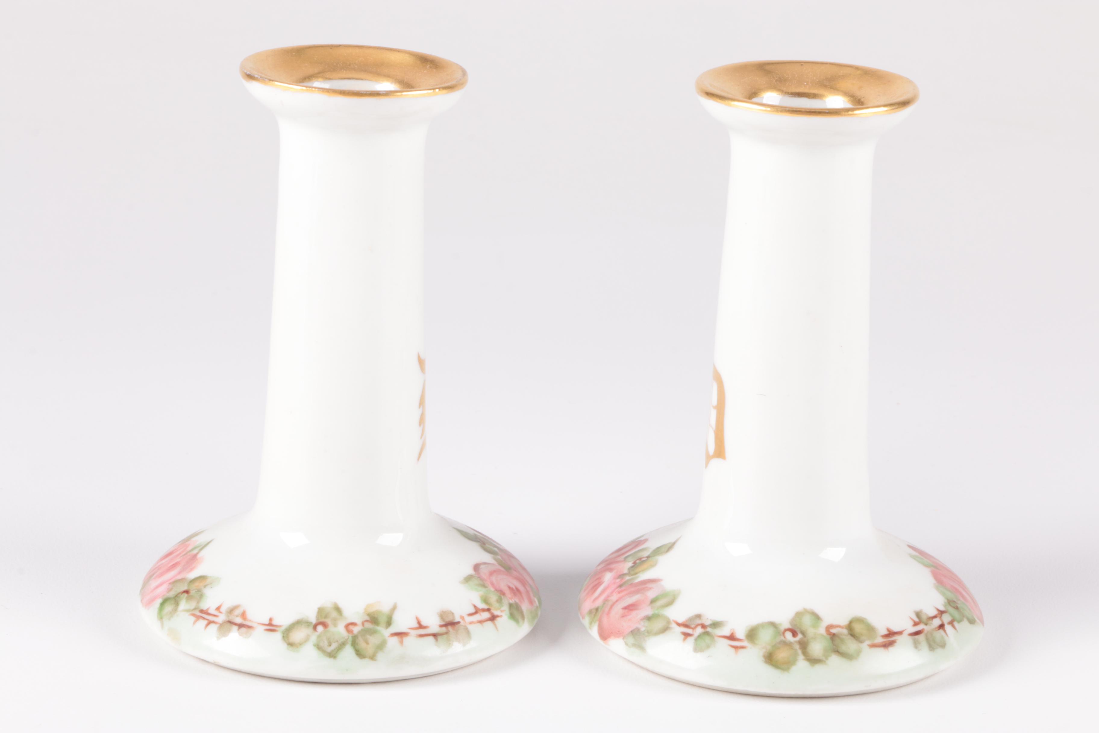 Hobbyist Painted B & Co. Limoges Porcelain Vanity Accessories